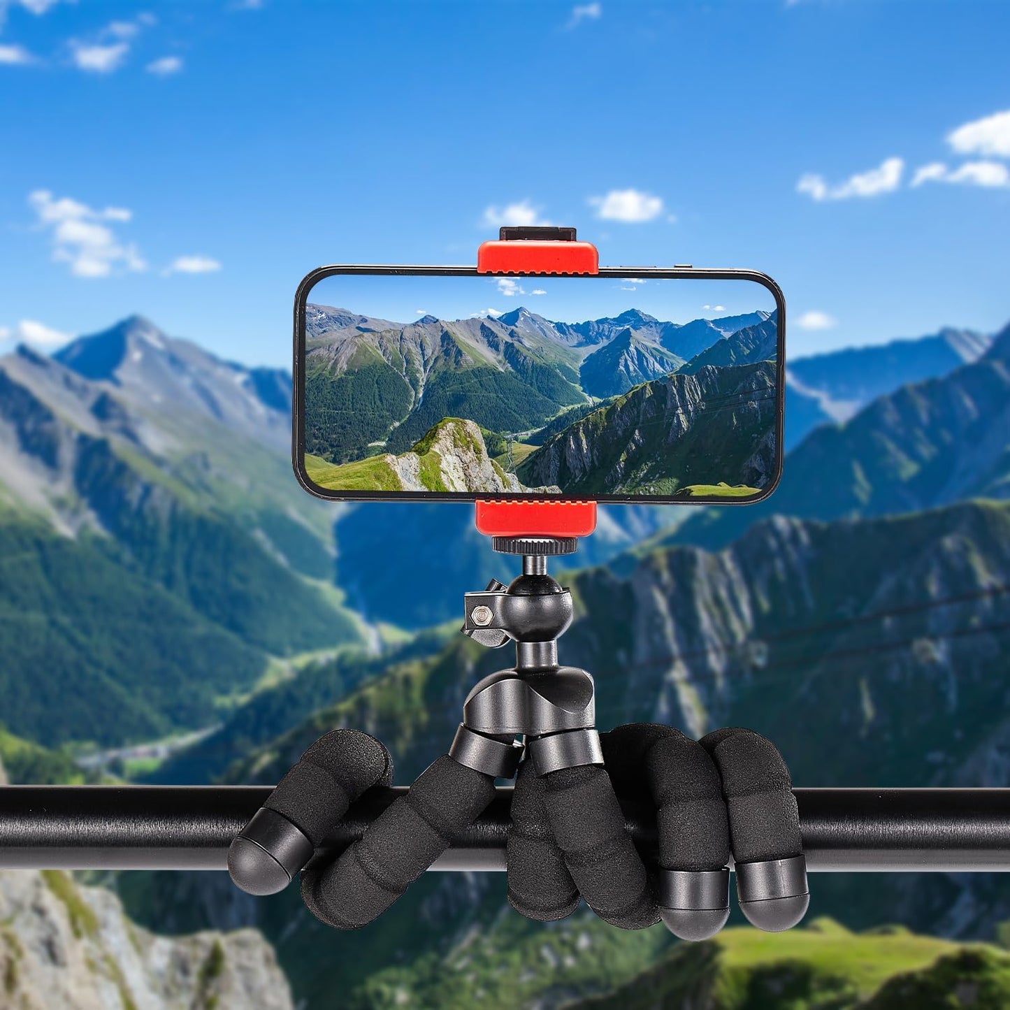 Aitteel Black(ATAY-11-1) Octopus Phone Holder Portable Flexible Cell Phone Tripod, Mini Travel Camera Stand, Compatible