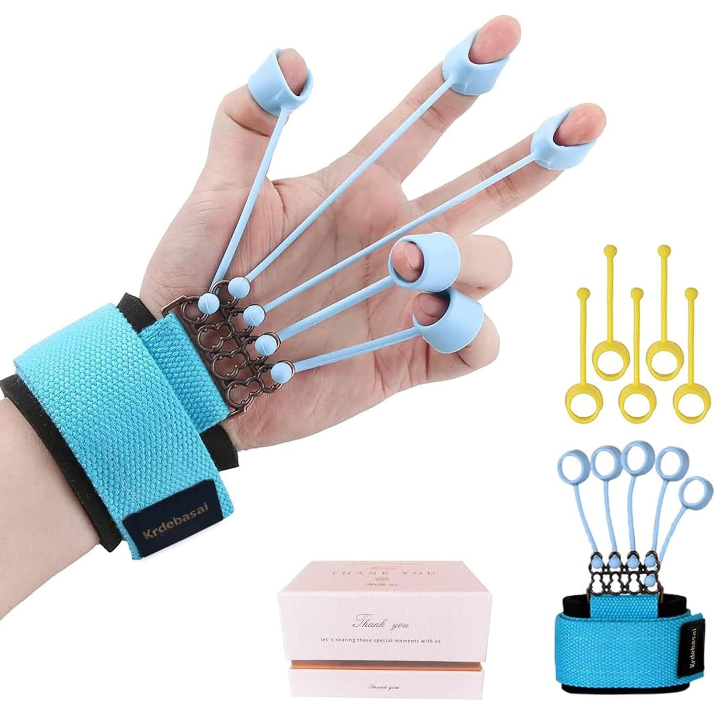 Finger Strengthener Hand Grip Strength Trainer Finger Extension Stretcher Exerciser Hand Rehab Work Out Relieve Pain Arthritis and Grip Training Kit 10LB+40LB