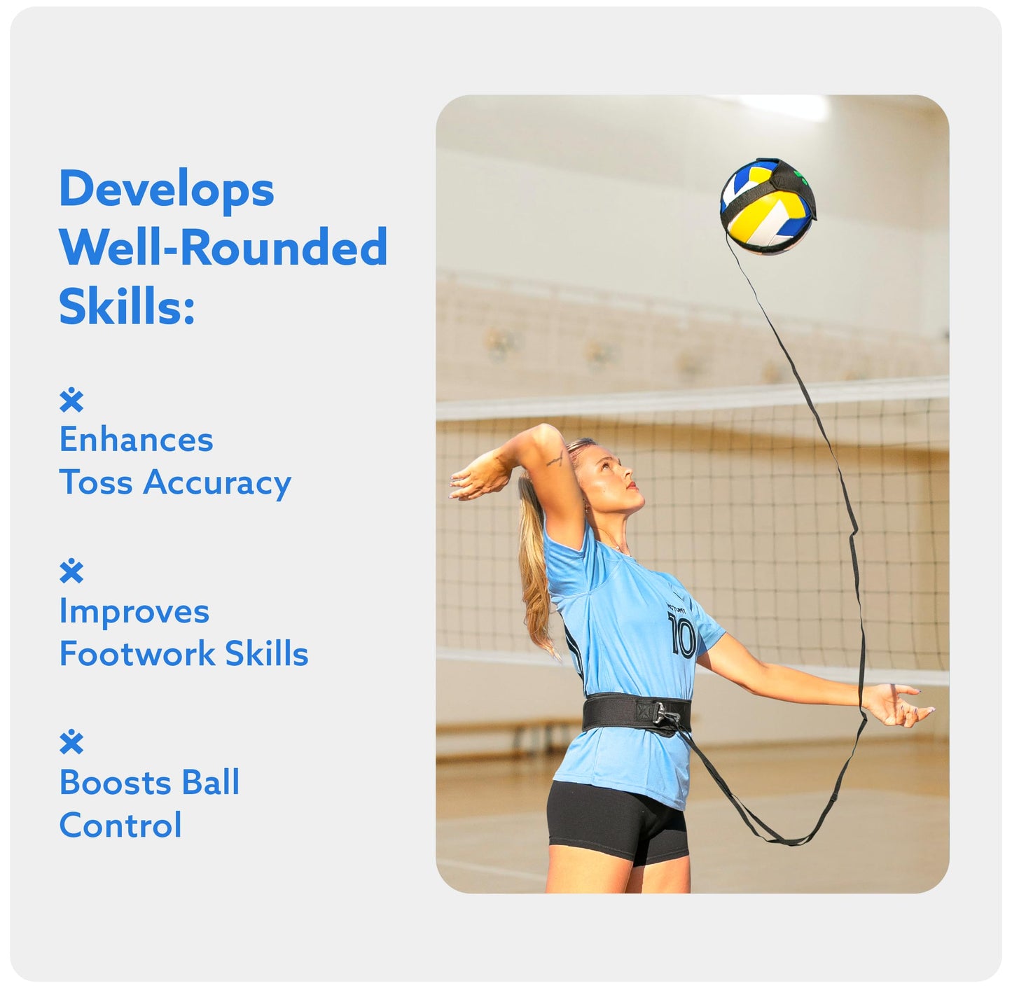 MOTOMY™ Volleyball Training Equipment Aid ‘VolleyPal’ – Solo Rebounder Trainer for Serve, Spike, Set & Pass; Indoor and Outdoor Volleyball Practice Equipment Gear, Volleyball Gifts for Teen Girls