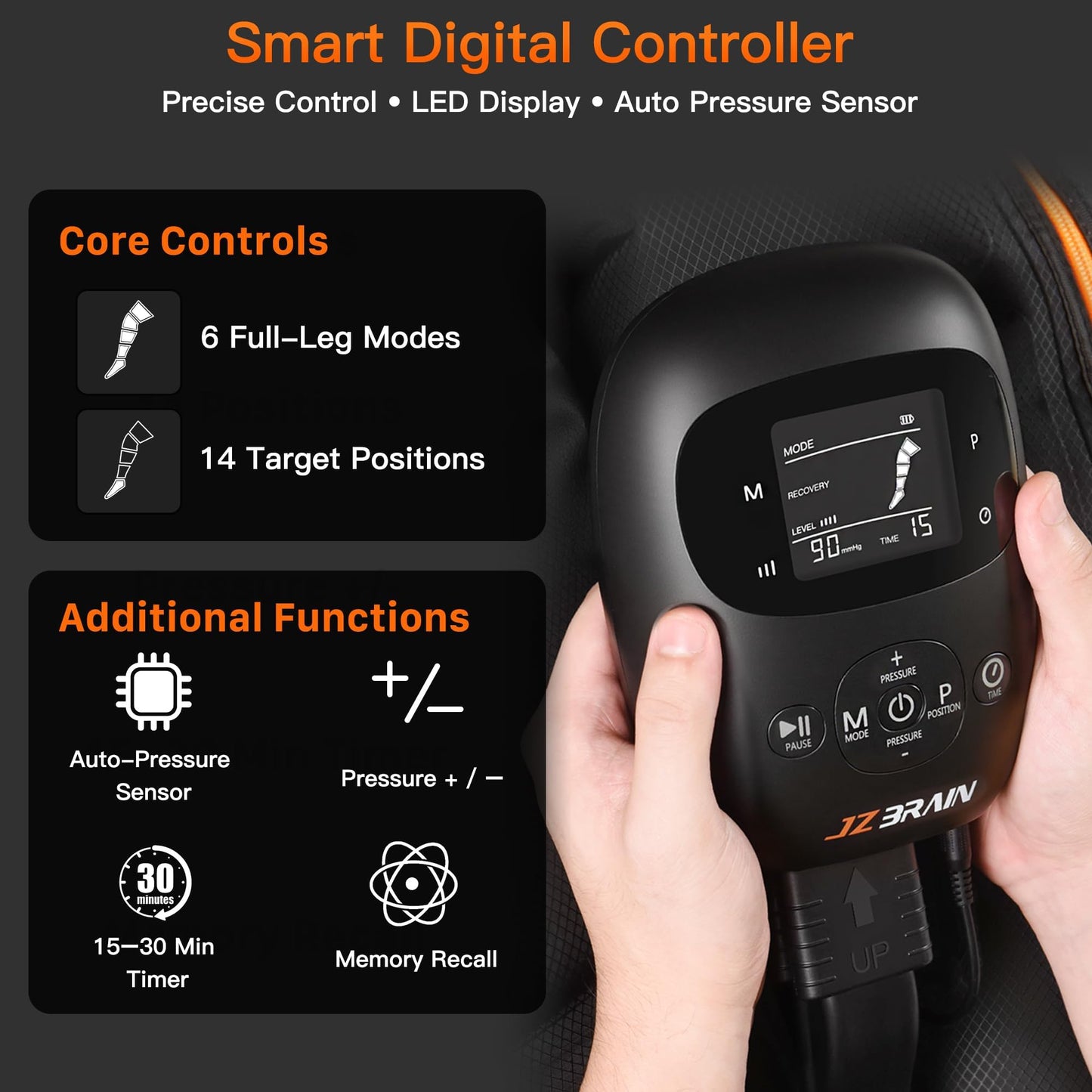 JZBRAIN Pro Compression Boots for Circulation: Leg Compression Massager for Athletes Cordless Air Recovery System with 6 Modes & 8 Intensity(Medium)