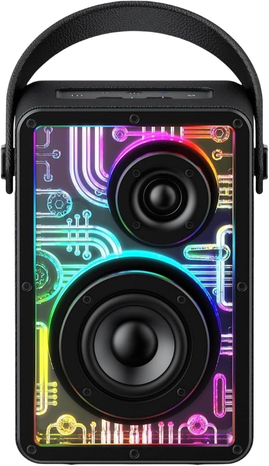 Raymate 80W Subwoofer-V5.3, 15H 8000mAh Bluetooth Speakers Wireless, Speakers with HiFi Stereo Sound, Rhythmic Lighting