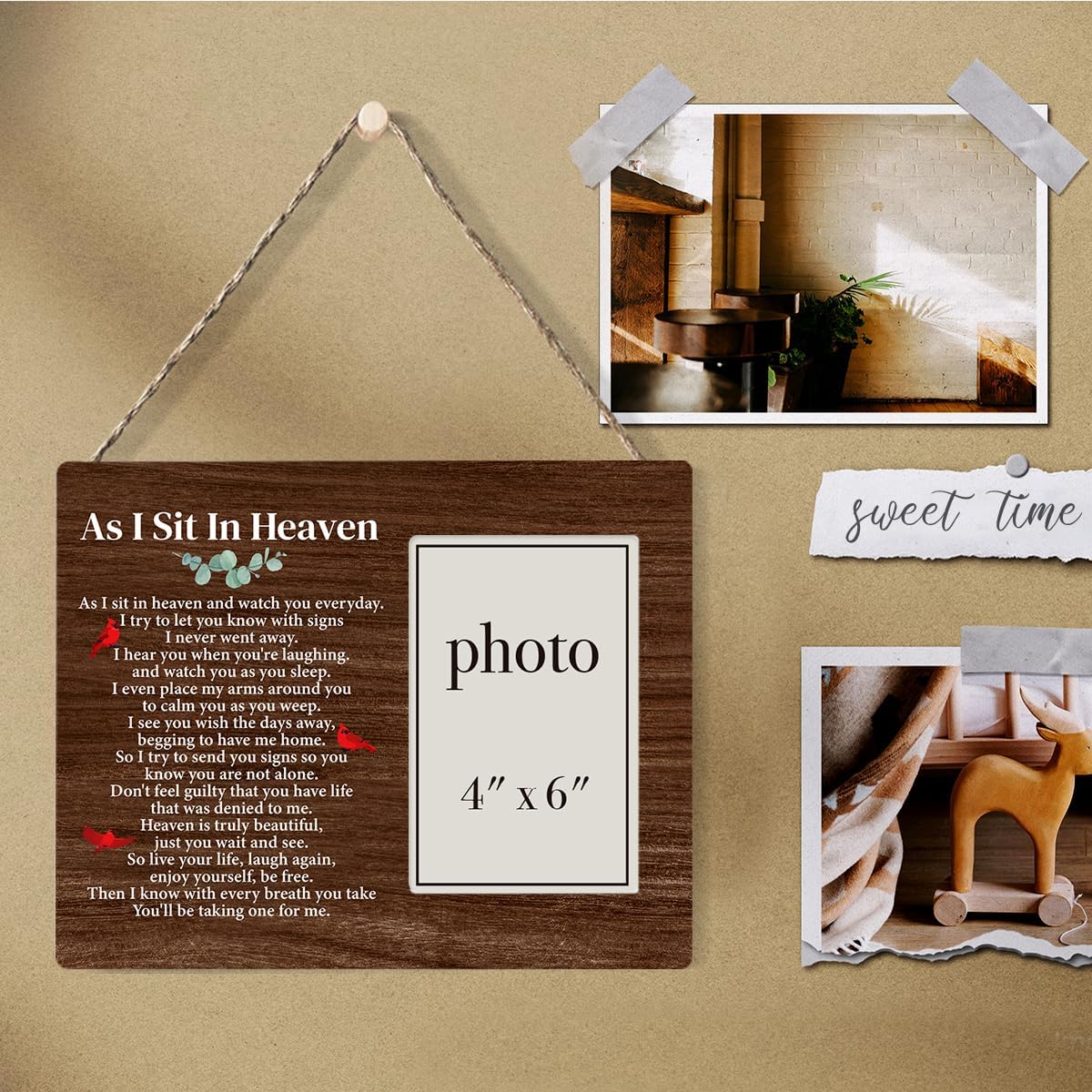 Zauly Sympathy Gift Picture Frame - Memorial Frame for Loved Ones | 4 x 6 Inch, 'As I Sit in Heaven'