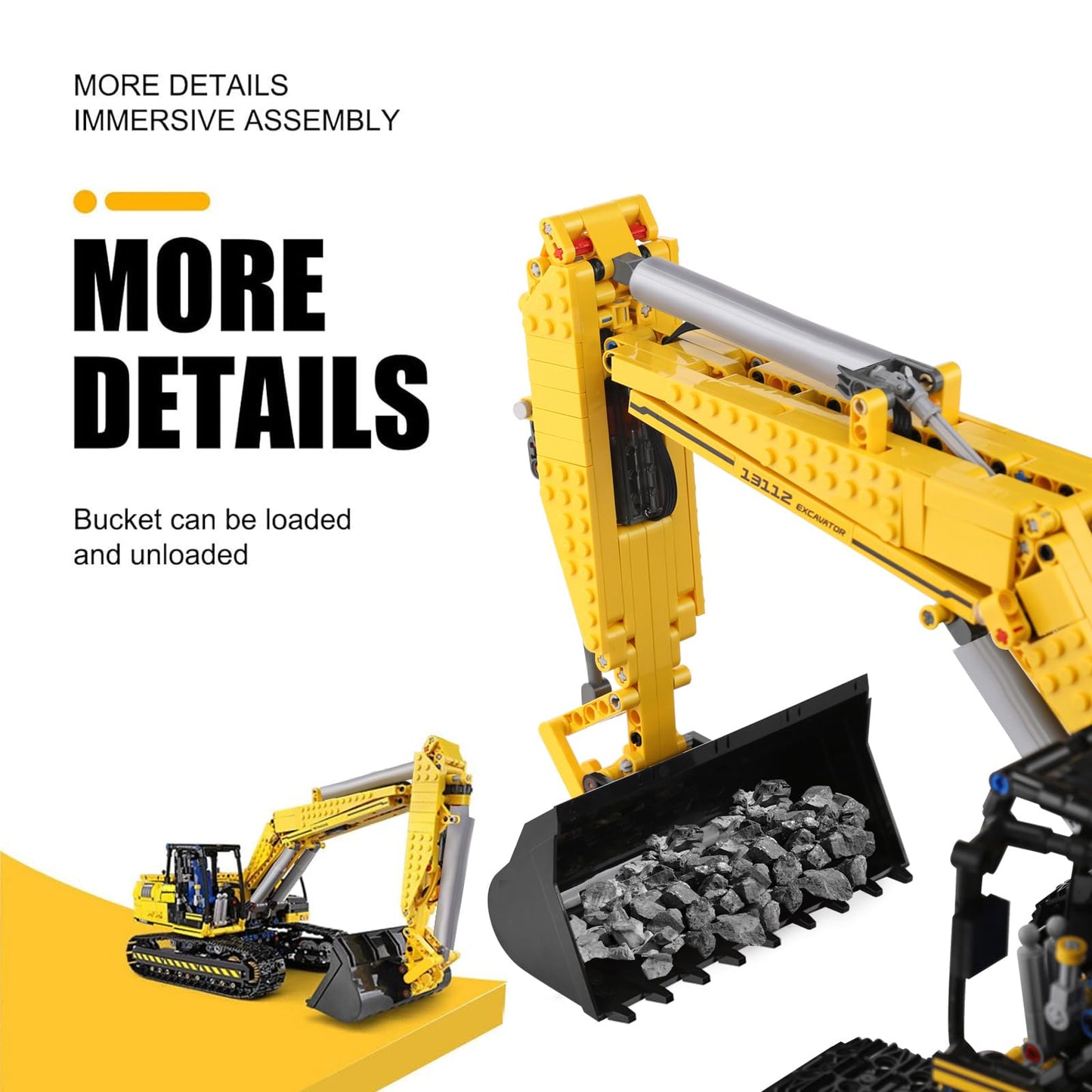Mould King 13112 RC Excavator Building Set, 1830 Pieces Building Blocks APP Remote Control Truck Construction Vehicles Model with Motor, STEM Engineering Toys for Adult