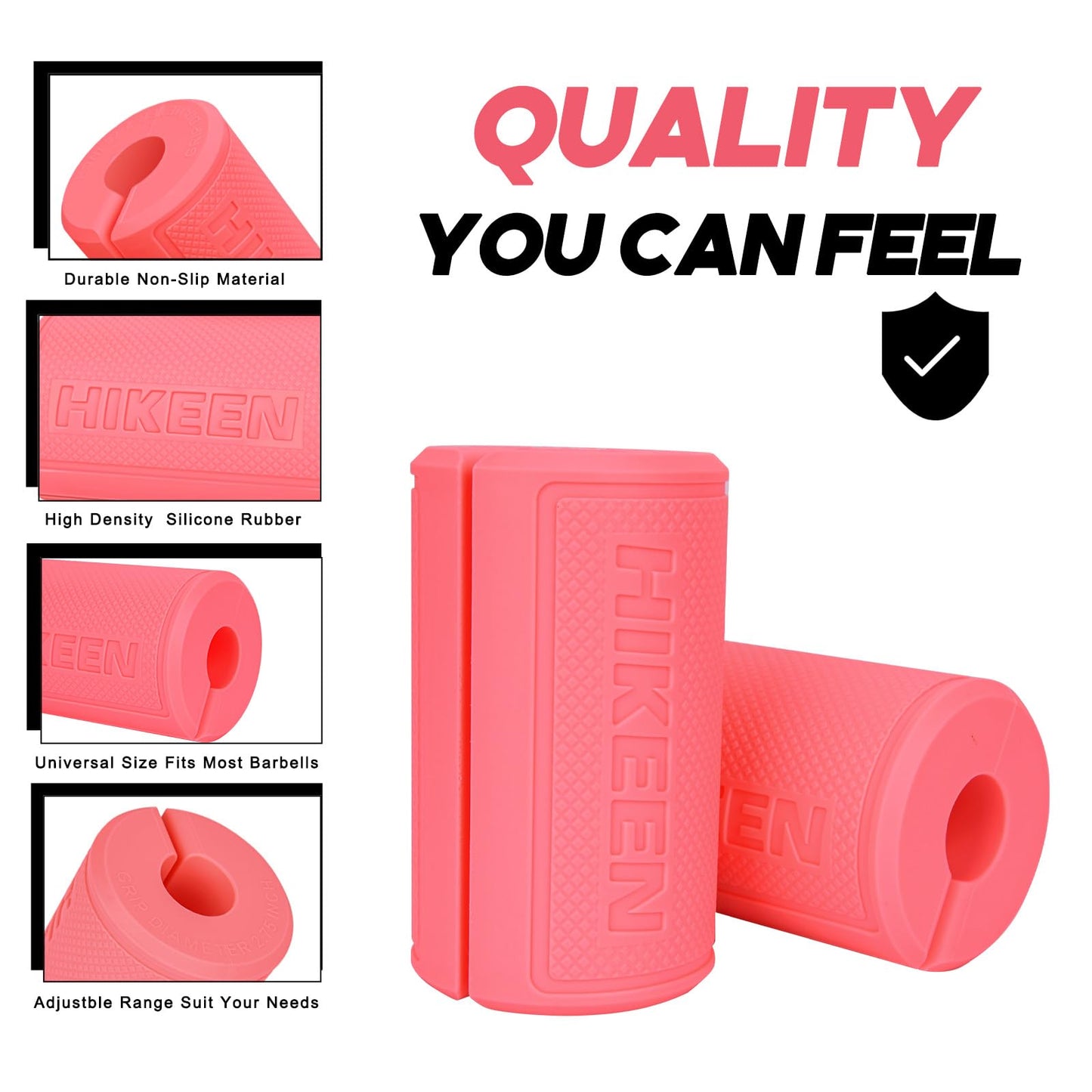Hikeen Thick Bar Dumbbell Grips,Non Slip Hard Rubber Barbell Grips,Grips for Weight Lifting, Muscle Building-2.75" Outer Diameter