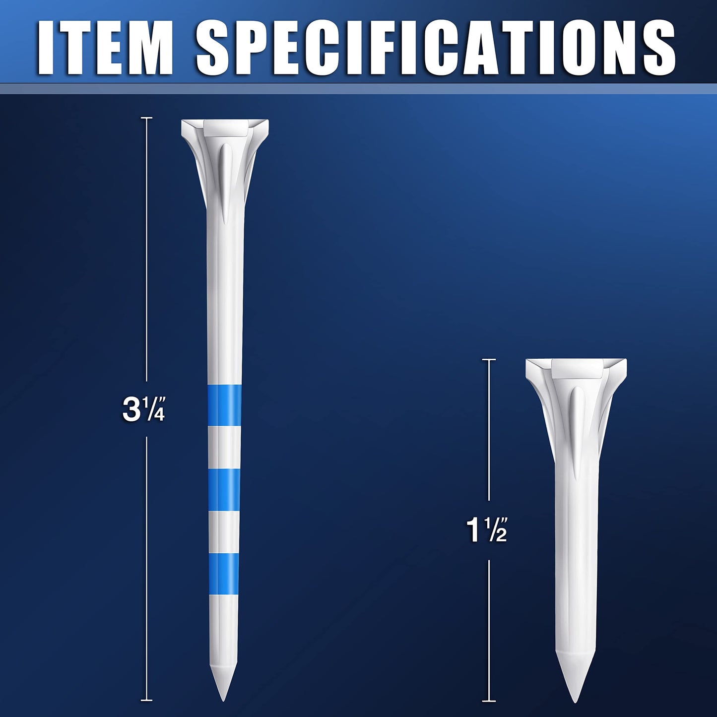 CHAHMPKEY Premium 3-Prong Plastic Golf Tees 3-1/4" 120 or 100 Pack- 40% Reduced Ball Contact with High Stability and Long Distance Performance Golf Tees Plastic(120 Assorted Pack - 3-1/4")