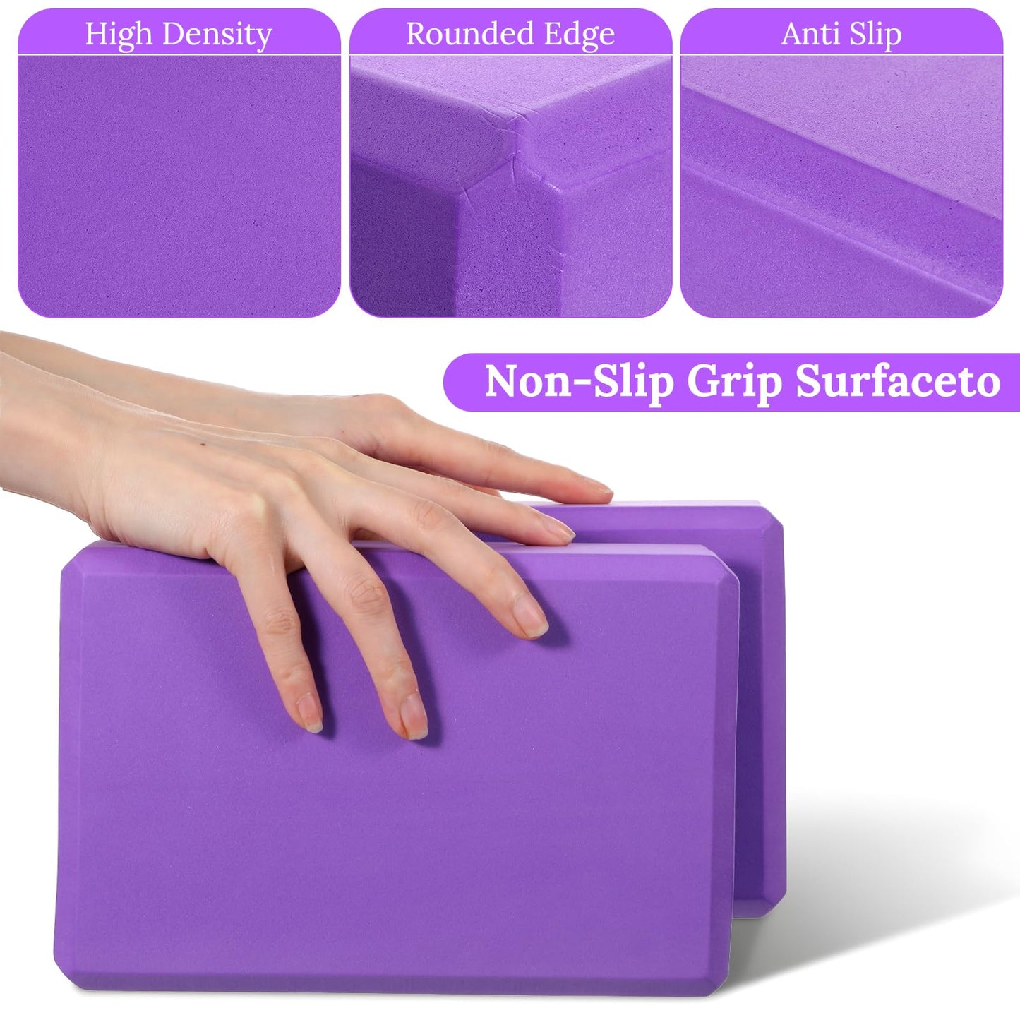 4 Pcs Yoga Blocks 9 x 6 x 3.15 Inch Eva Foam Lightweight Non Slip Yoga Props for Pilates Stretching and Meditation Exercise Blocks Lightweight Yoga Essentials