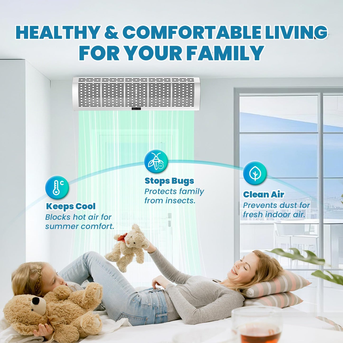 Crispaire 36 Inch Air Curtain Fan – Wall Mounted Air Door with Magnetic Door Switch, Dual Speed Control, 1527 CFM / 2559 FPM, Commercial Grade Indoor Fan for Doors – 180W, 110V