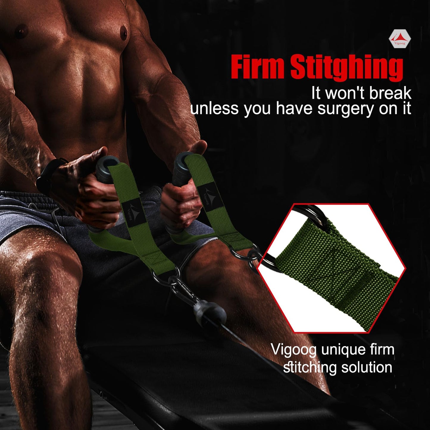 Vigoog Heavy Duty Gym Workout Handle Attachments - Powerful, Comfortable & Anti-Slip Rubber Exercise Grips for Cable Machines, Pulley Systems and Other Fitness Equipments