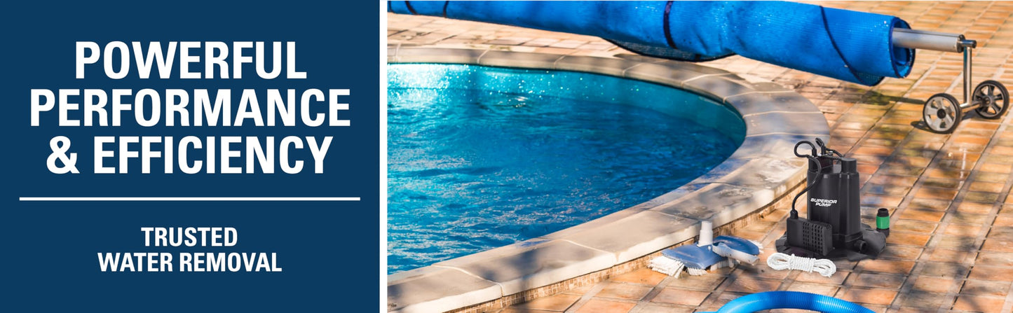 Superior Pump 92392 1/4 HP Automatic Pool Cover Pump, Capacity of up to 1380 GPH