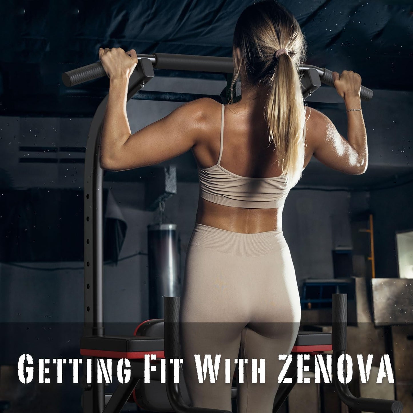 ZENOVA Pull Up Bar, Multi-Function Power Tower Dip Bar Stand Station, Strength Training Workout Fitness Equipment Home Gym Machine