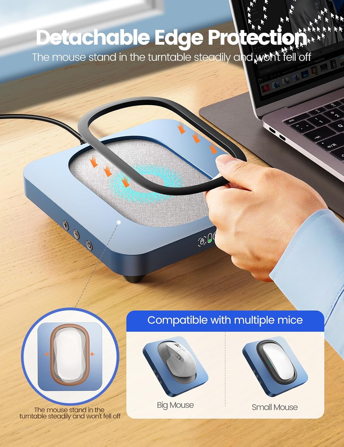 EAXBUX Randomly,for Undetectable Mouse jiggler,Mouse Mover Wiggler Shaker Device with Enlarged Turntable Adjustable