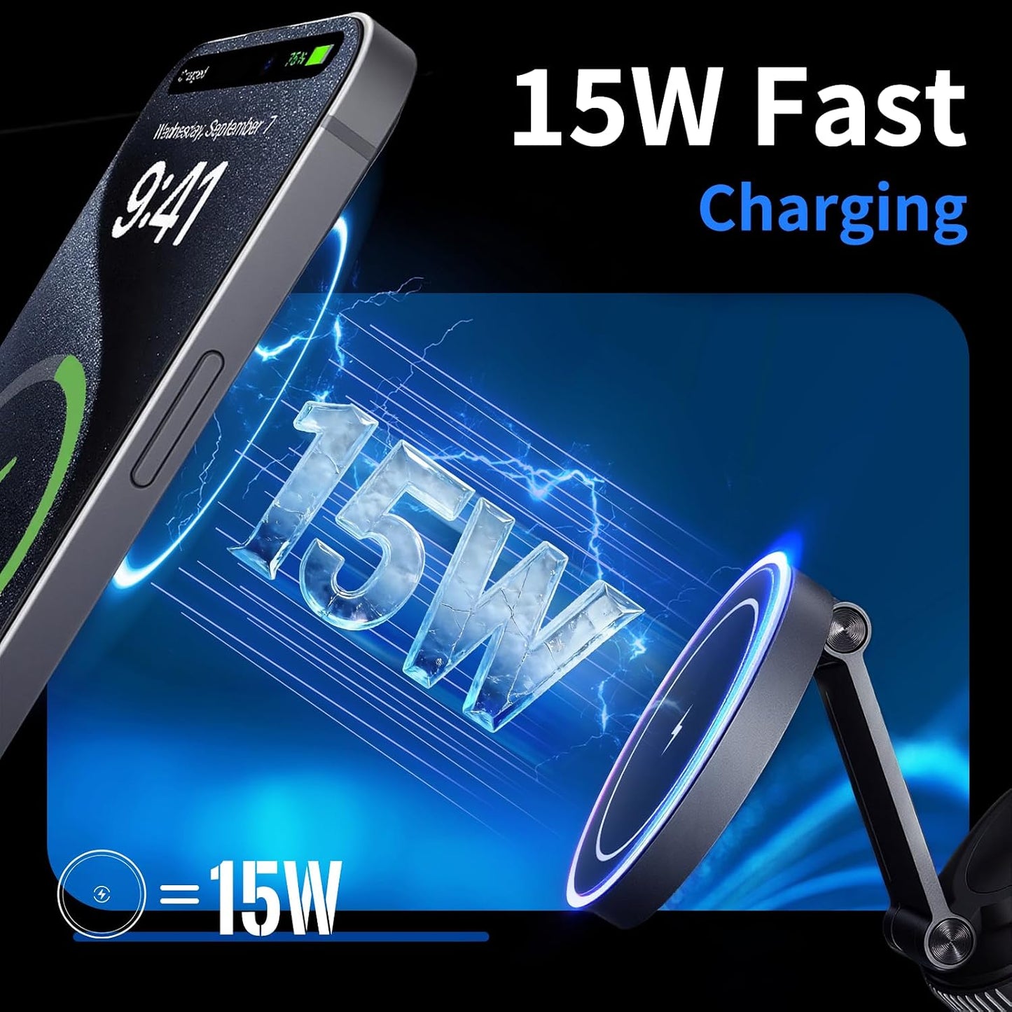 AAGJJ Holder,15W Android,360 3 Phone Holder for Model Y,Magnetic Phone Wireless Car Charger with Magsafe,Suction Cup