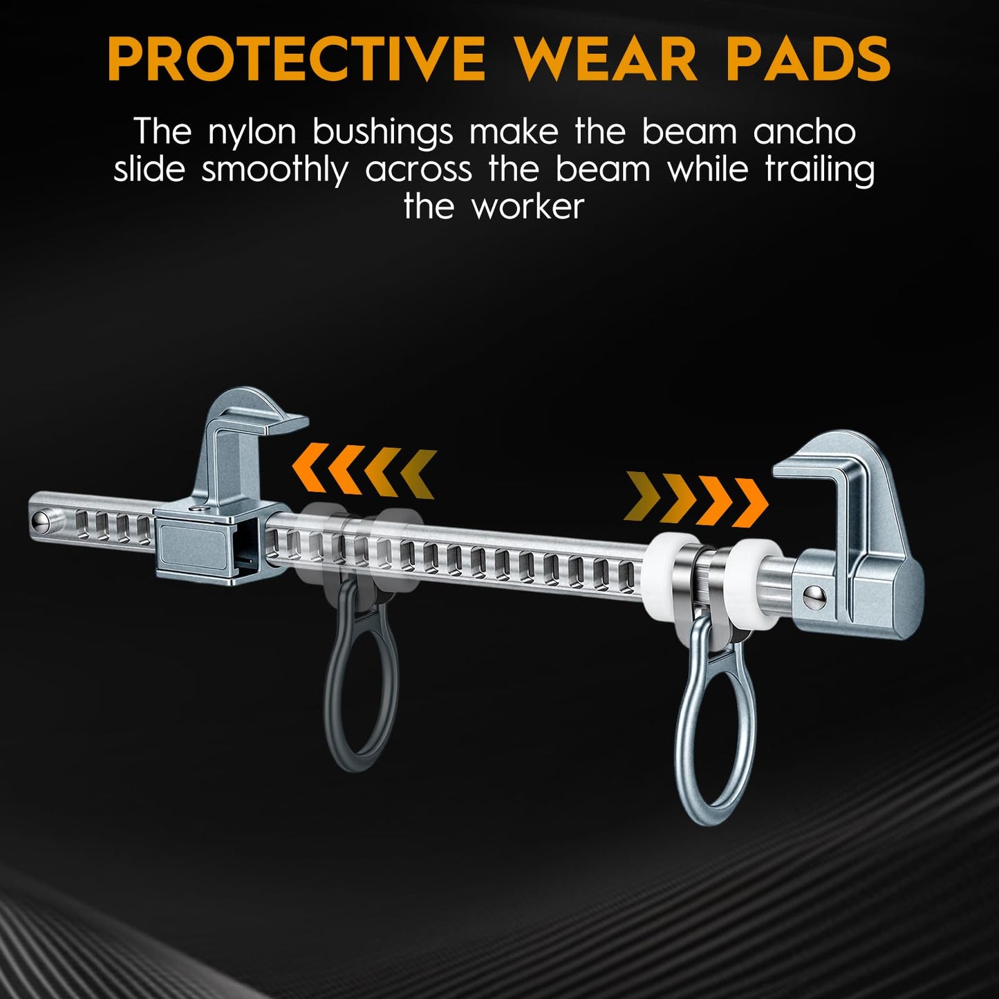 Portable Aluminum Horizontal Sliding Beam Anchor - Adjustable to Fit I or H Fall Protection Beam Anchor with Flange Widths 2.9" to 14" - Easy Installation, Meets or Exceeds ANSI & OSHA