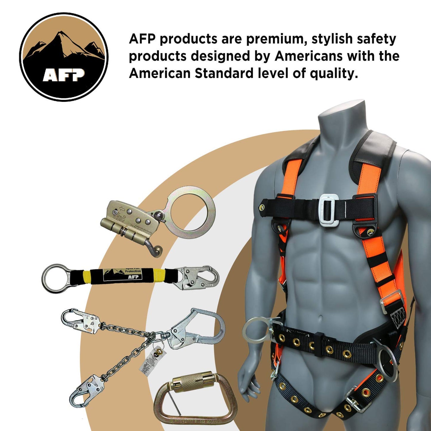 AFP Self-Locking Rope Grab with 2.25 inch Connecting Eye, used with 5/8’’ Lifeline Rope, For Construction, Climbing, Fall-Protection, 310 lb. Capacity (OSHA/ANSI Compliant)