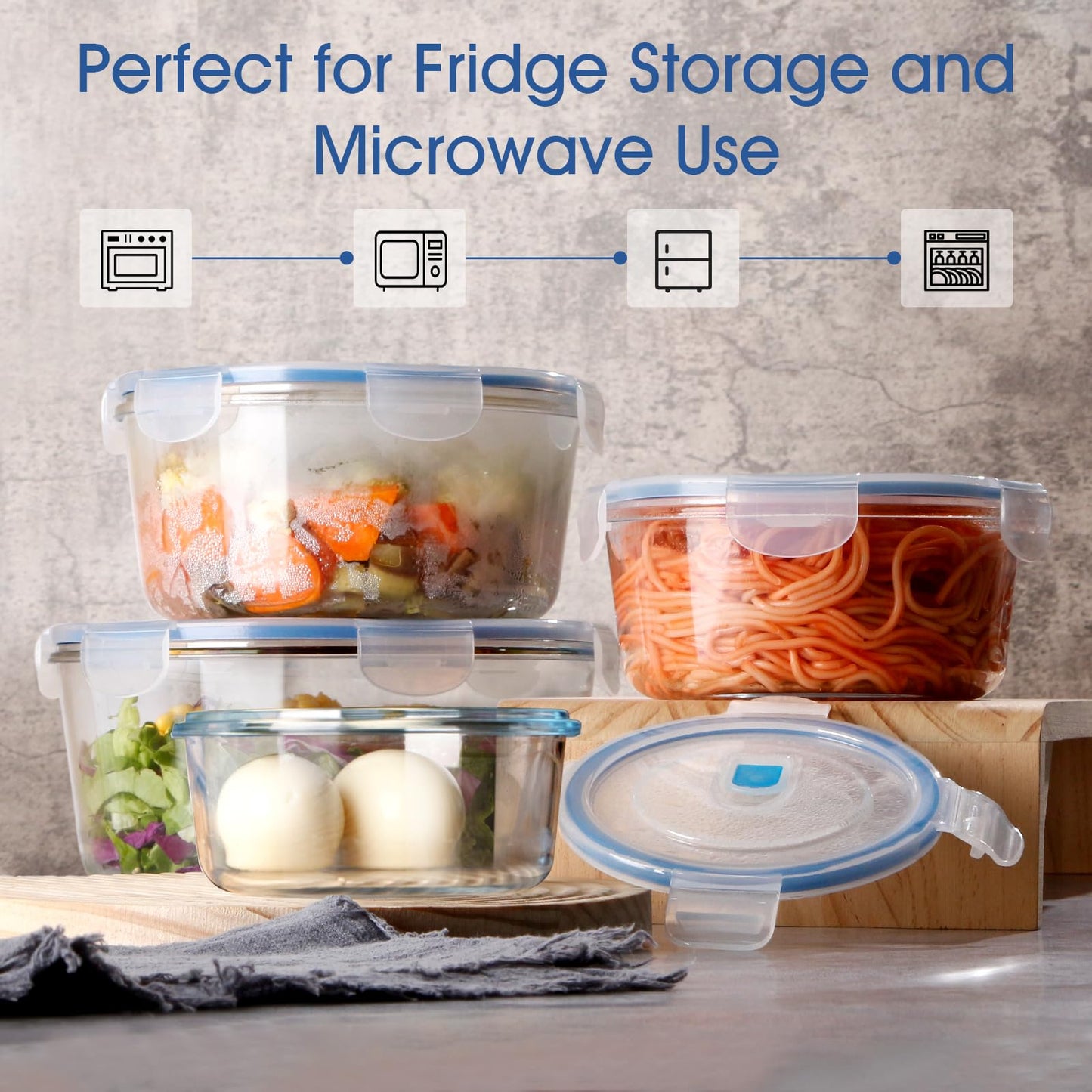 NUTRIUPS 2800ml/95oz Large Glass Food Storage Containers with Airtight Lids, 2.8L Rectangle Family Size Extra Large Bakeware Marinating Lock Baking Dish Container Glass Bowls