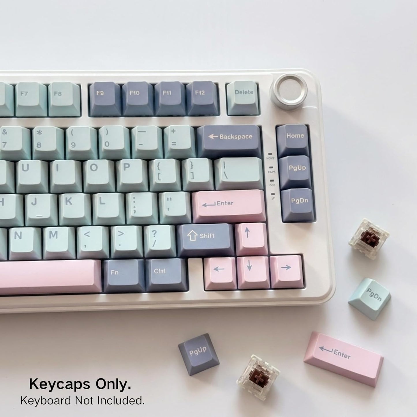Thyrnovyn 126 Set, 60% 65% 75% 100% Keys PBT Double Shot Keycaps, Macaron Pastel Cute Keycap Pink Blue Dreamy Cherry