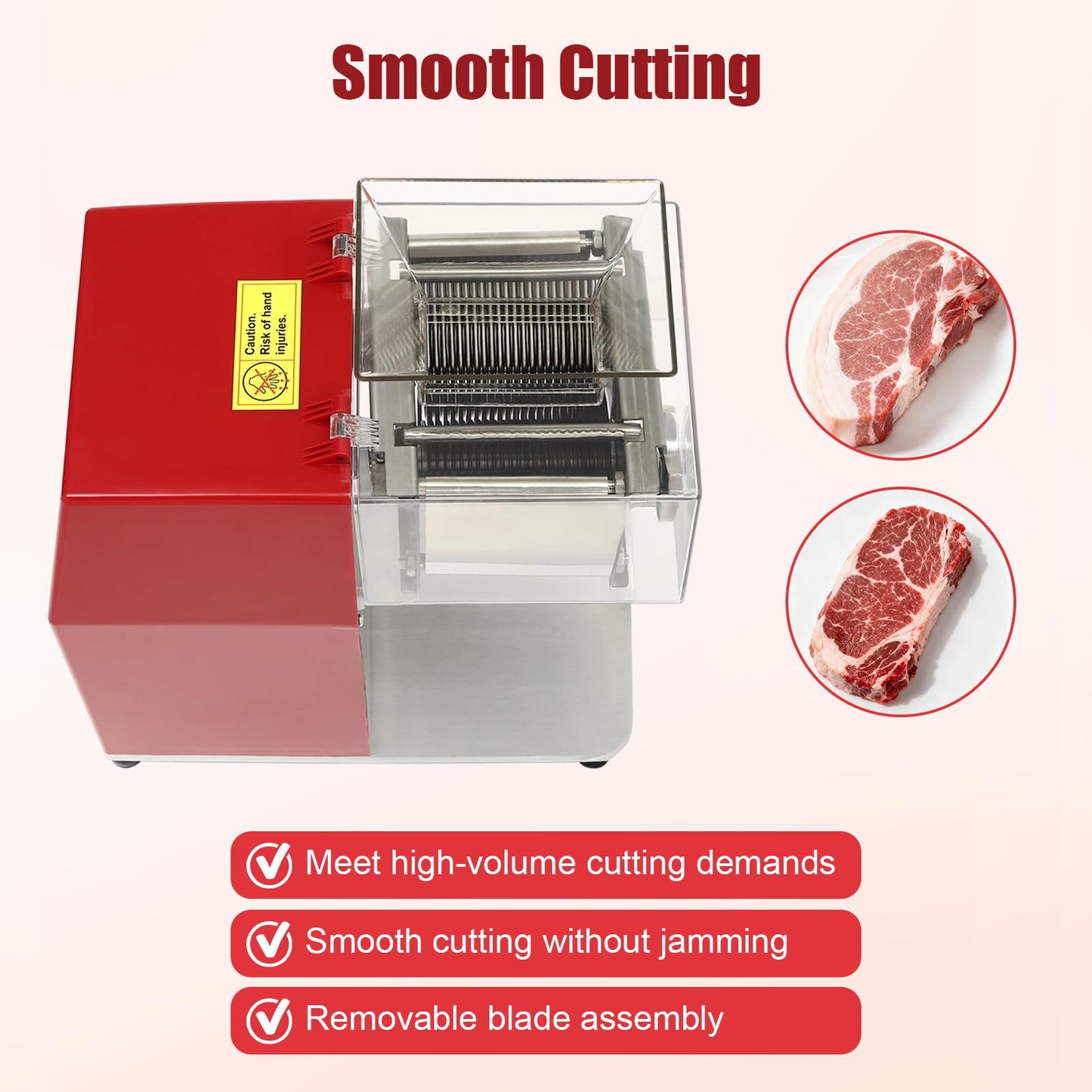 Bepritm Electric Meat Cutter Machine, 1100W Meat Shredding Machine with Cover, Commercial Stainless Steel Meat Slicer Shredder Restaurant for Home Kitchen,Restaurant,Supermarket