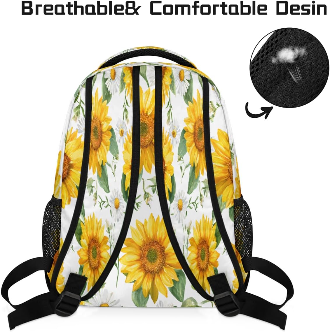 Wicewott Backpack 18in Backpacks Pack Backpack Yellow Sunflower Bouquet for Women Men Large Capacity Waterproof Laptop
