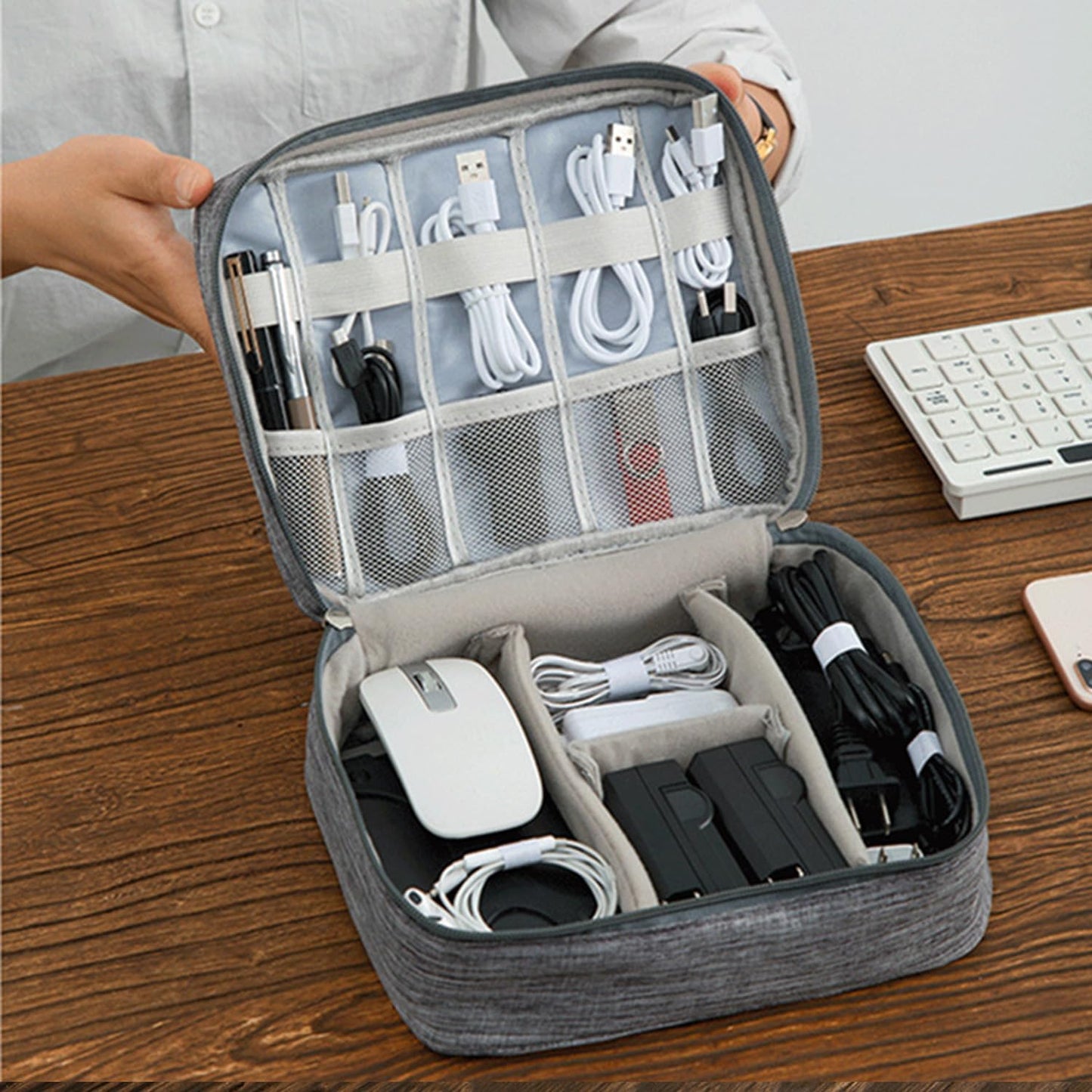 Versatile Organizer Case for Small Electronics and Cables