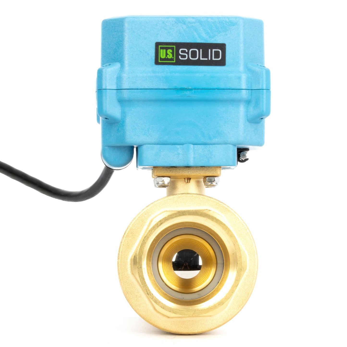 U.S. Solid 1-1/2" Motorized Ball Valve with US Plug 110VAC Brass Electrical Ball Valve, IP67, Manual Override, Direction Display Auto Return, Normally Closed, IP67