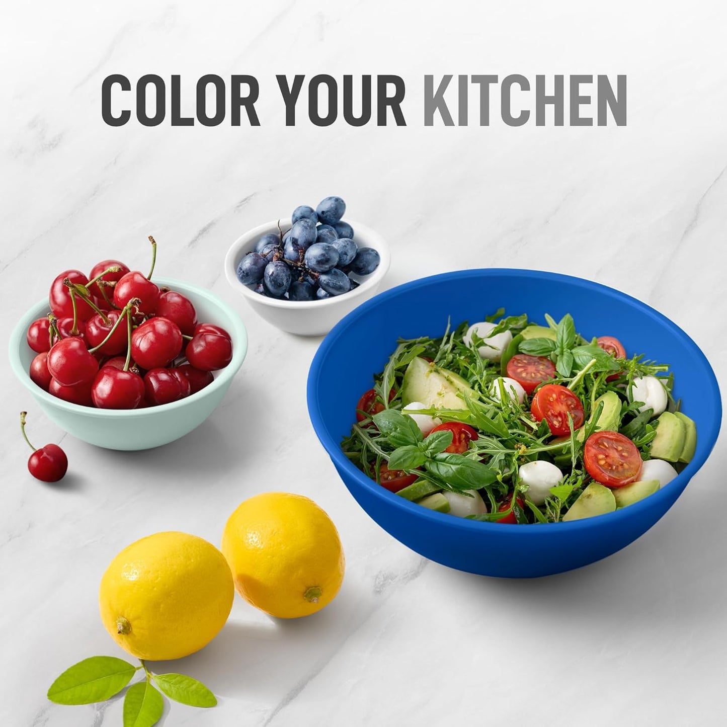 Zulay Kitchen 12-Piece Mixing Bowls Set - Leak-Proof, Microwave & Freezer Safe, Non-Slip Design | Blue Ombre