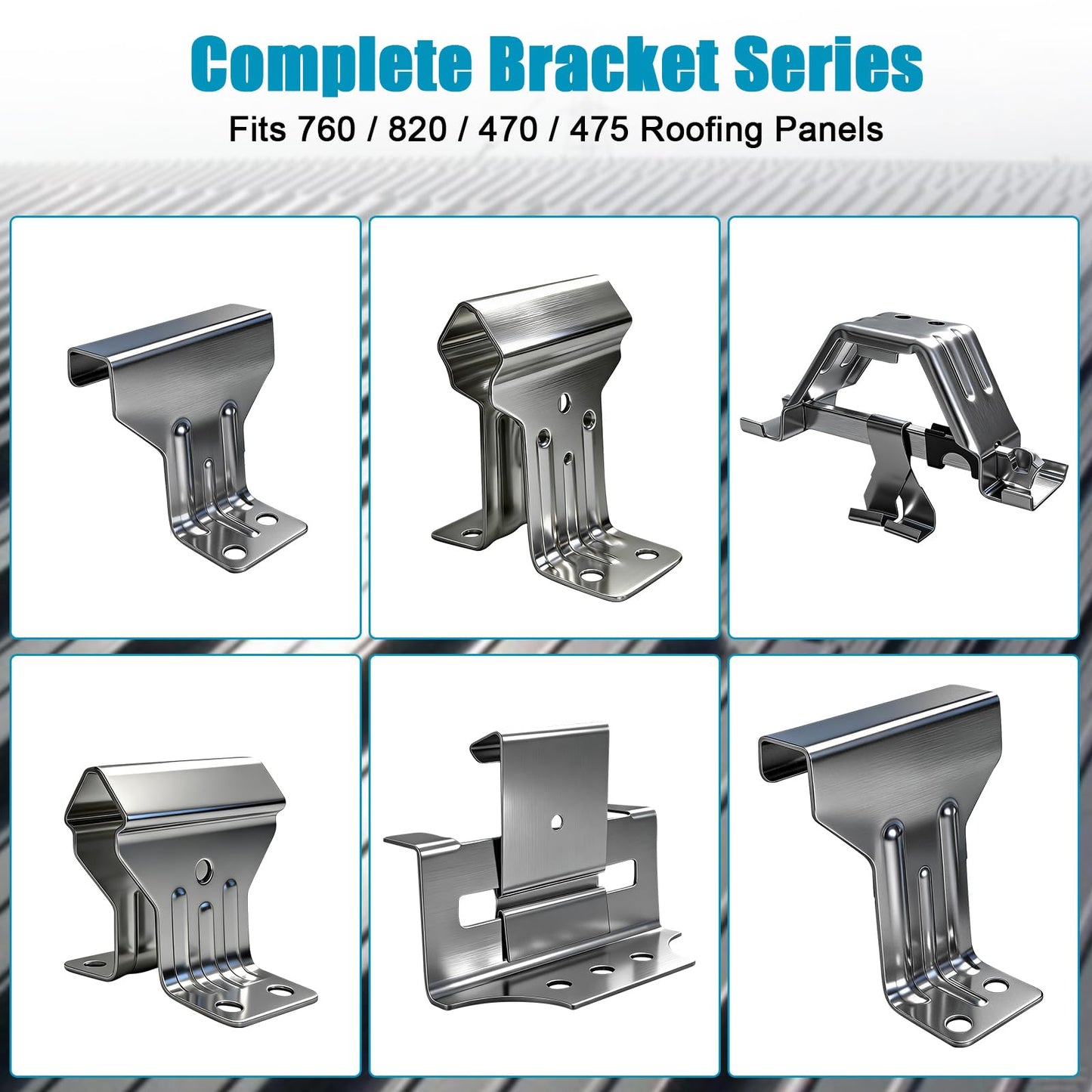 100PCS Galvanized Steel 475 Panel Roof Edge Brackets, 1.5mm Heavy-Duty Standing Seam Roofing Fixing Clips, Durable Color Steel Panel Fasteners for Installers, Builders & Contractors