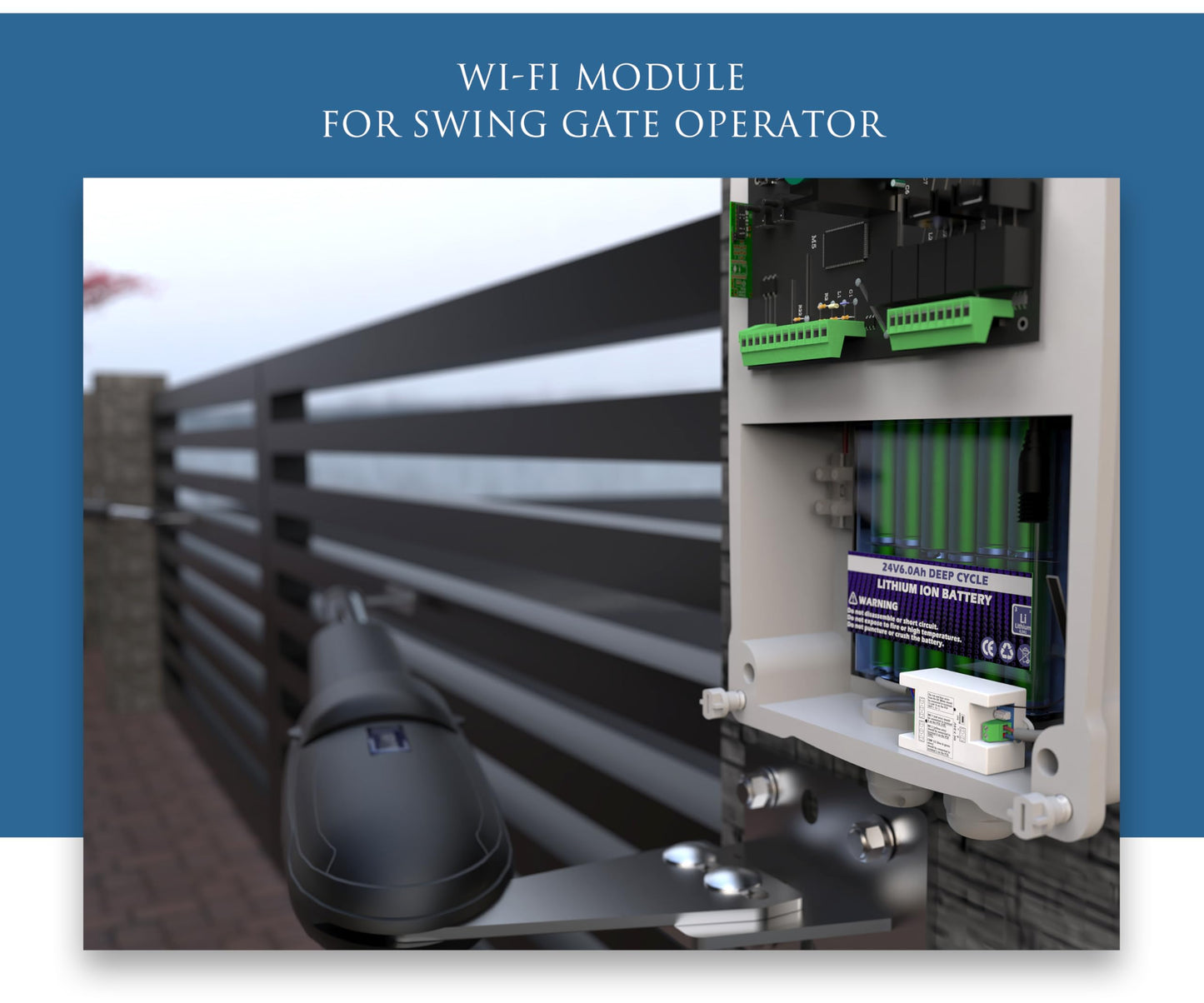 Blütezeit MS650 Solar Dual-Arm Swing Gate Opener with WiFi Module – 1760lb Gate Capacity, Smart App Control, Alexa/Google/Siri Compatible, 2.4GHz WiFi, Solar Powered