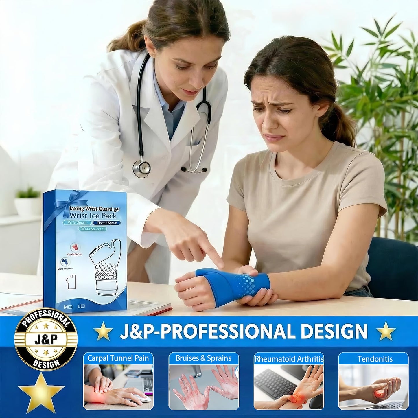 Wrist & Thumb Ice Pack Wrap, Cold & Hot Compress for Extreme Carpal Tunnel Relief, Thickened Reusable Gel Wrist Hand Thumb Ice Pack for Arthritis Tendonitis, Women & Men