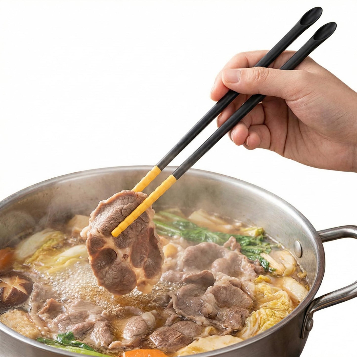 Healifty Silicone Long Chopsticks for Cooking: Reusable Kitchen Chopsticks Utensils with Non-Slip Design Extra Long for Hot Pot Heat Resistant Family Party Serving