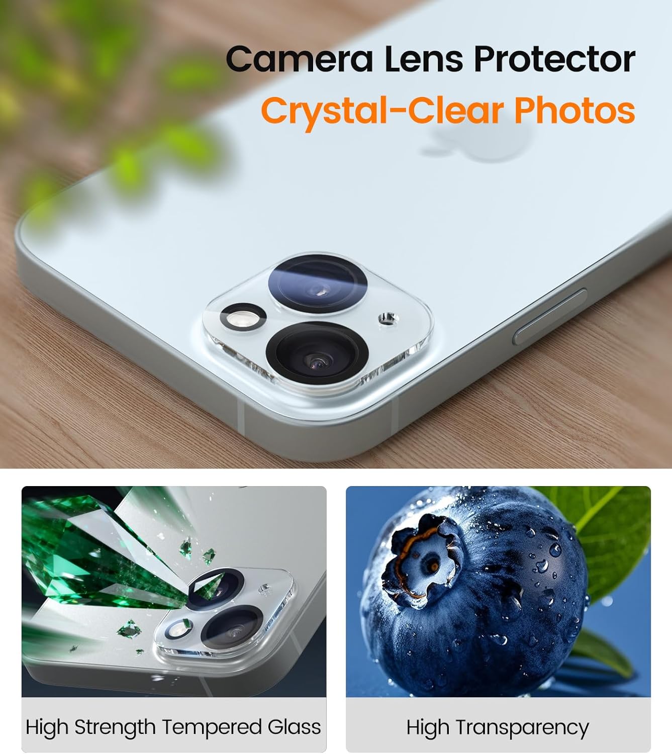 4 Pack 15 2-Pack Protector[99.99% Clear][9H Touch][Anti-fingerprint],4+2 iGluz for iPhone Screen Protector with Camera