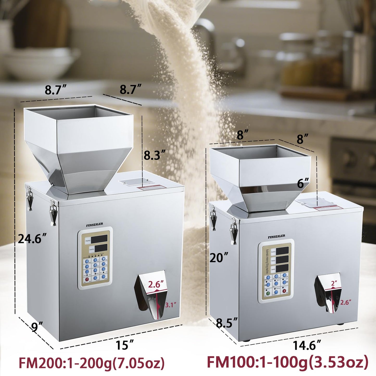 FunSealer Powder Filling Machine, Powder Dispenser, Automatic Filling and Packing Machine For Flour Glitter 1-200G