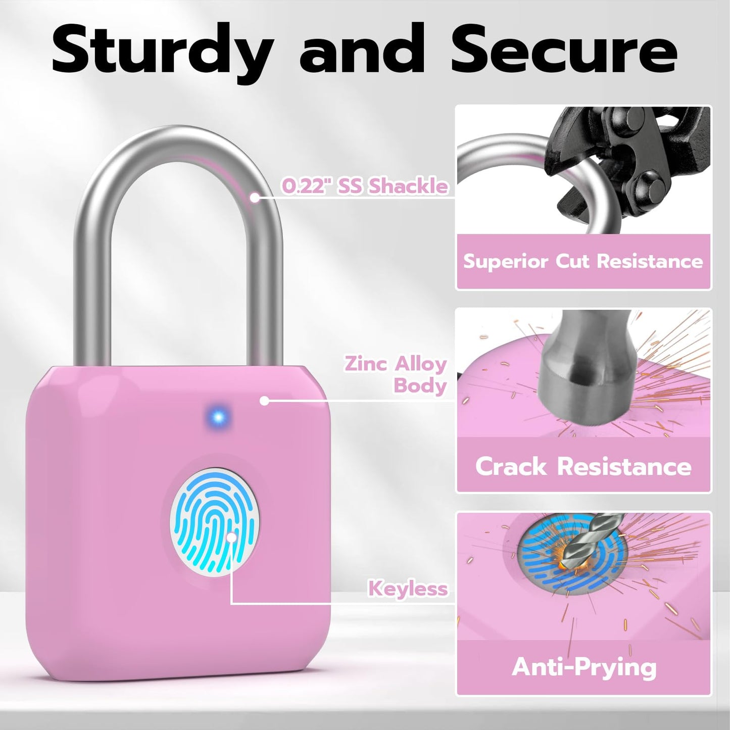 Fingerprint Padlock,Smart Padlock with APP Unlock,Fingerprint Locker Lock,USB Rechargeable for Gym Locker,Locker, School,Storage, Luggage