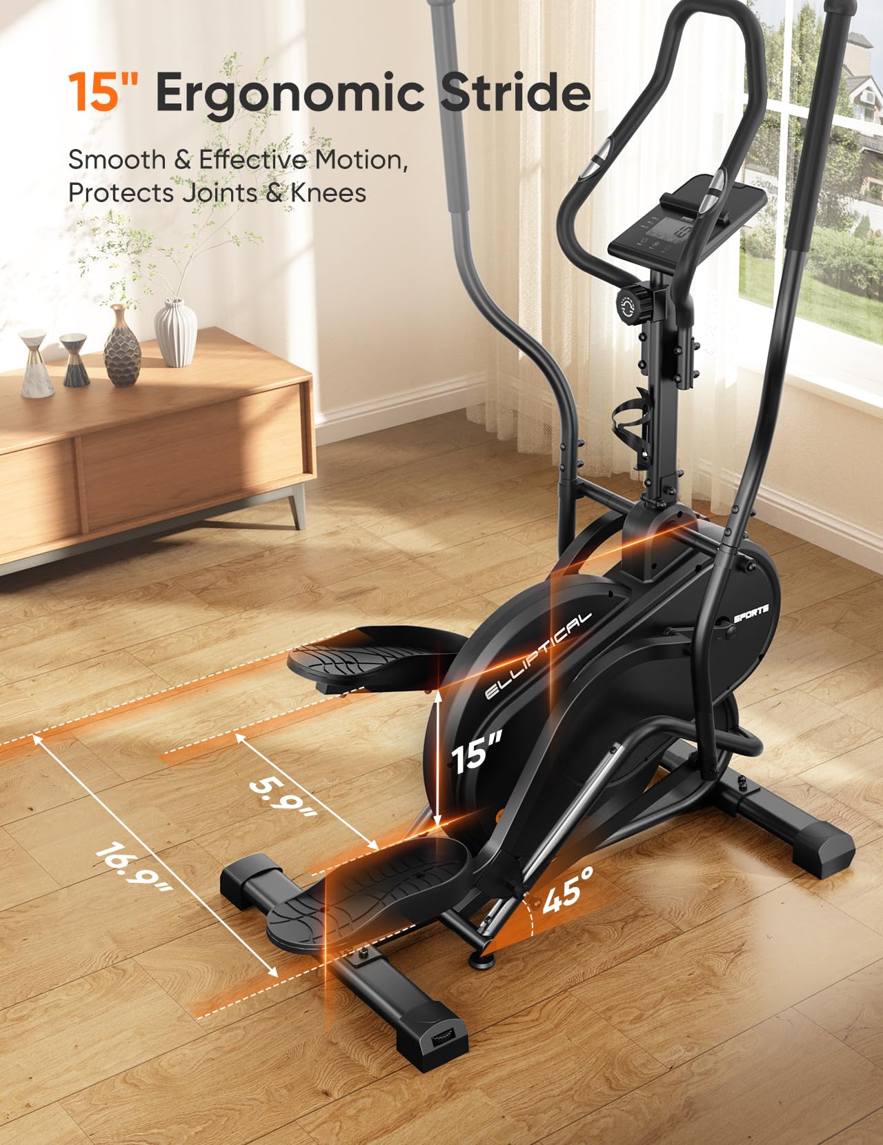 Dripex Elliptical Exercise Machine, 3-in-1 Cardio Climber Stepper Elliptical Machine for Home, Elliptical Training Machines with 16-Level Resistance, 18LBS Flywheel, Pulse Sensor