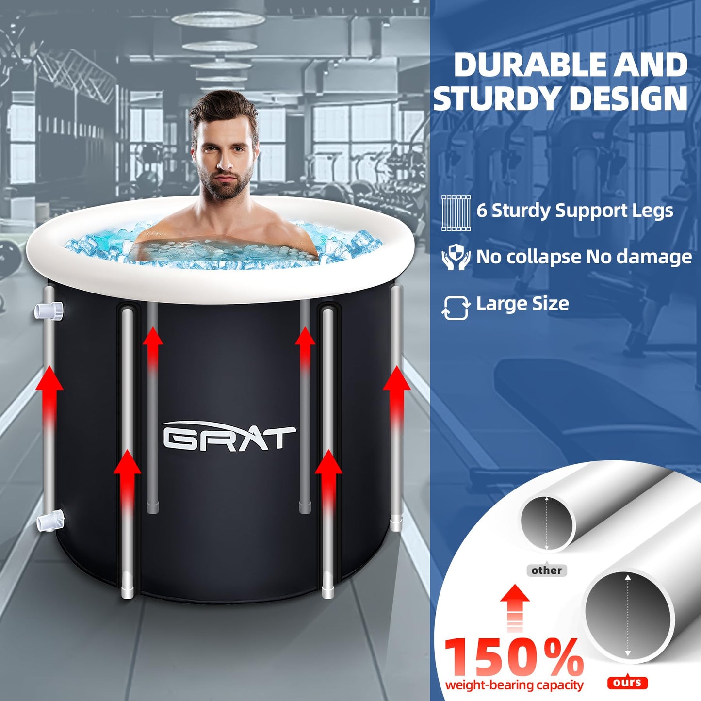 Oibath Standard Ice Bath Tub, 88 Gallon Cold Plunge Tub with Cover Lid, Portable Inflatable Ice Plunge Tub for Adults, Foldable Design, Chiller Compatible