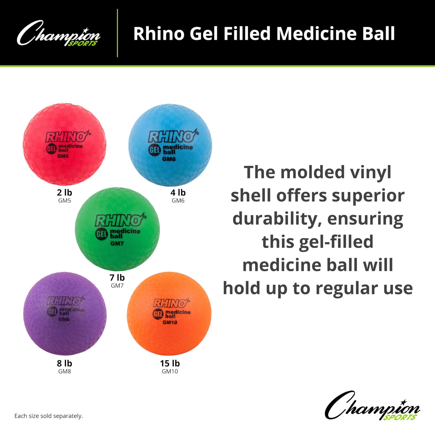 Champion Sports Gel Filled Medicine Ball (Red 2lbs)