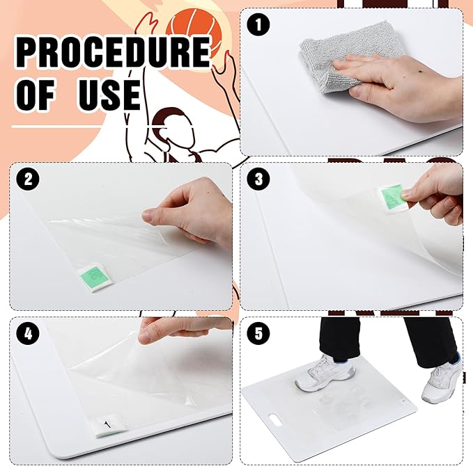 Basketball Sticky Adhesive Mat Replacement Sheets Clean Grip Tacky Floor Mats Replacement Sheet Courtside Basketball Court Accessory for Remove Dust Dirt from Shoe