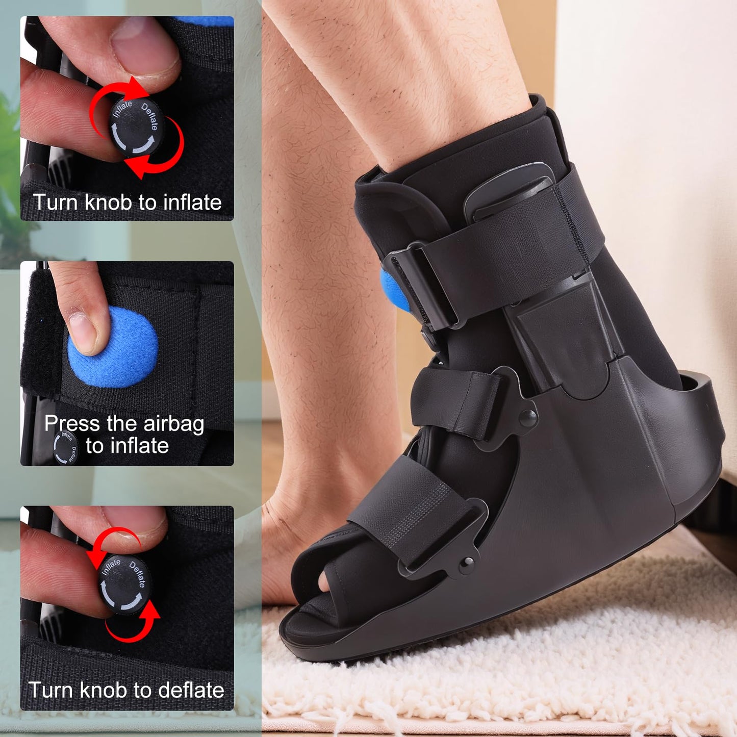 JorWystia Orthopedic Walking Boot, Air Cam Walker Fracture Boot for Broken Foot, Sprains & Achilles Injuries, Lightweight Medical Inflatable Foot Support for Post-Surgery Recovery & Mobilit (X-Large)