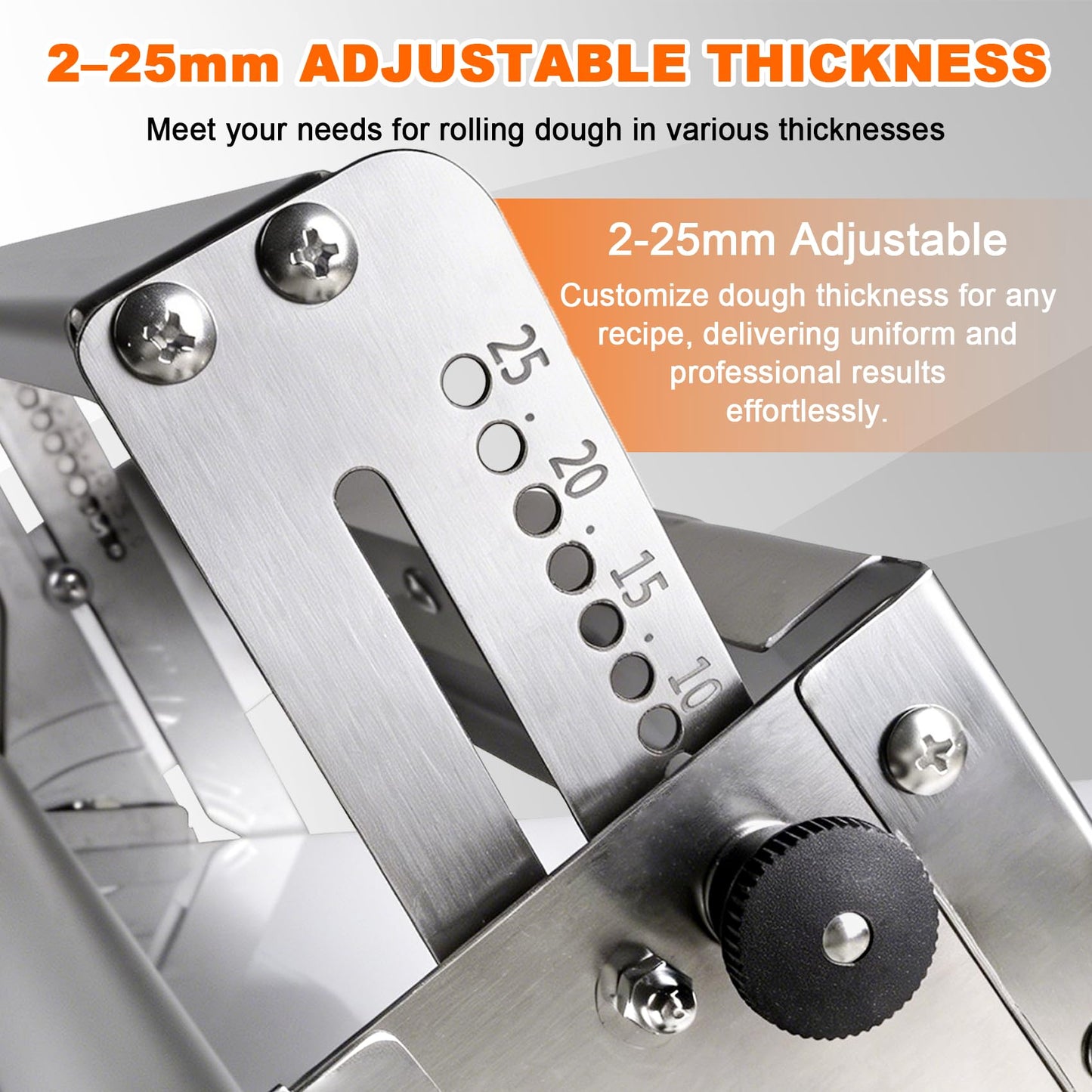15.5" Folding Dough Sheeter, Manual Dough Roller Machine, Stainless Steel Adjustable Thickness 2-25mm, Countertop Dough Sheeter for Home and Commercial Use