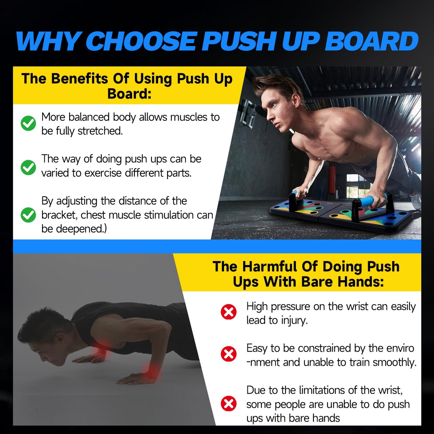 Foldable PushUp Stands Board Fitness,Workout Equipment for Home Gym, Men & Women Adjustable Pushup Board for Chest, Abs, Arms & Core Training,Portable Push-Up Board for Full Body Exercise (9 in 1)