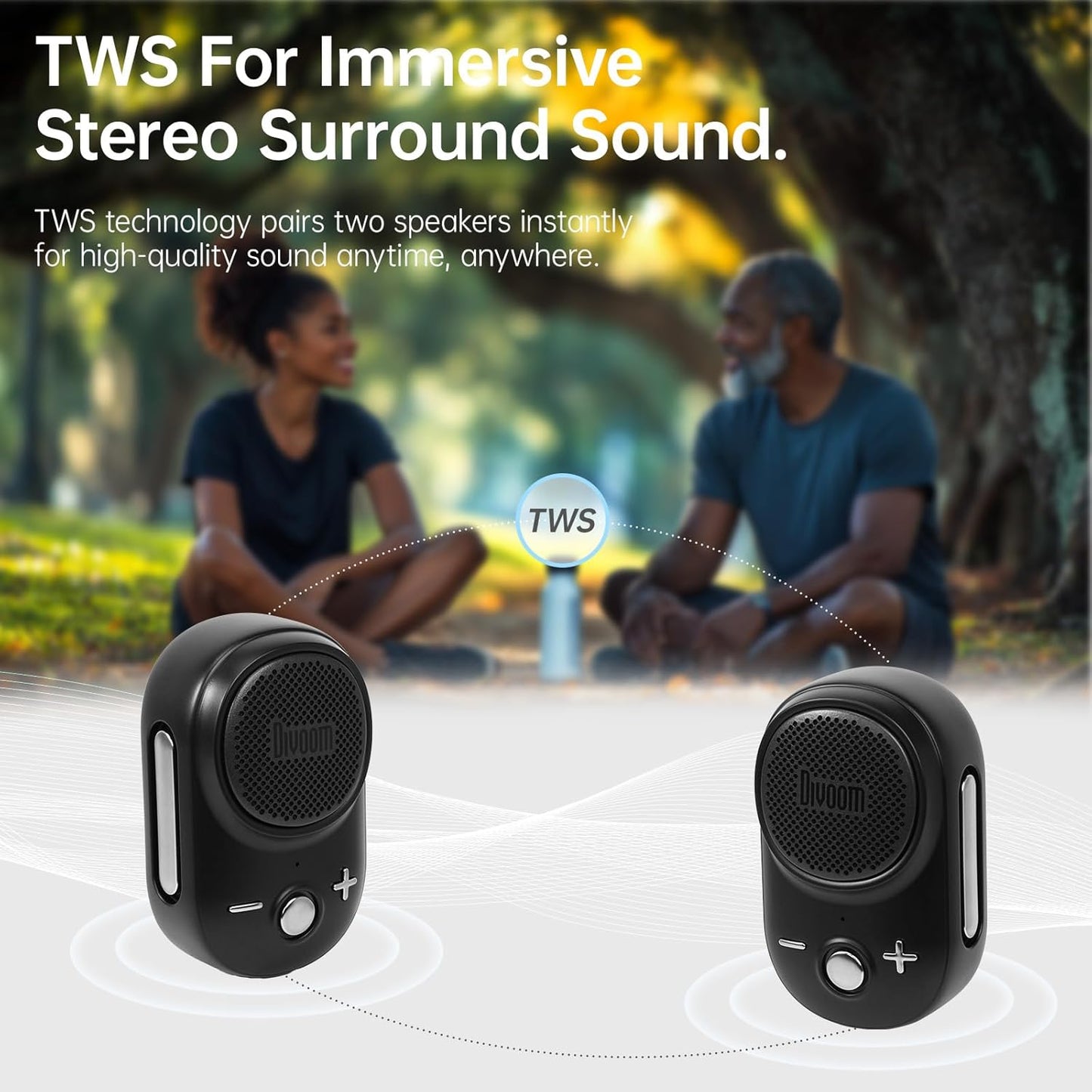 Divoom IP67 10H Itour-S Wearable Bluetooth Speaker, Waterproof Dustproof, Portable Small Clip-On Bluetooth Speaker
