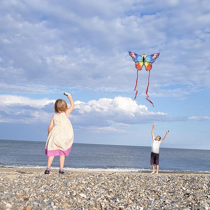 Butterfly Kites for Kids and Adults, Easy to Fly Large Single Line Kite for Boys and Girls - 55" x 28" Beach Kite for Beginners, 300ft String Handle Included
