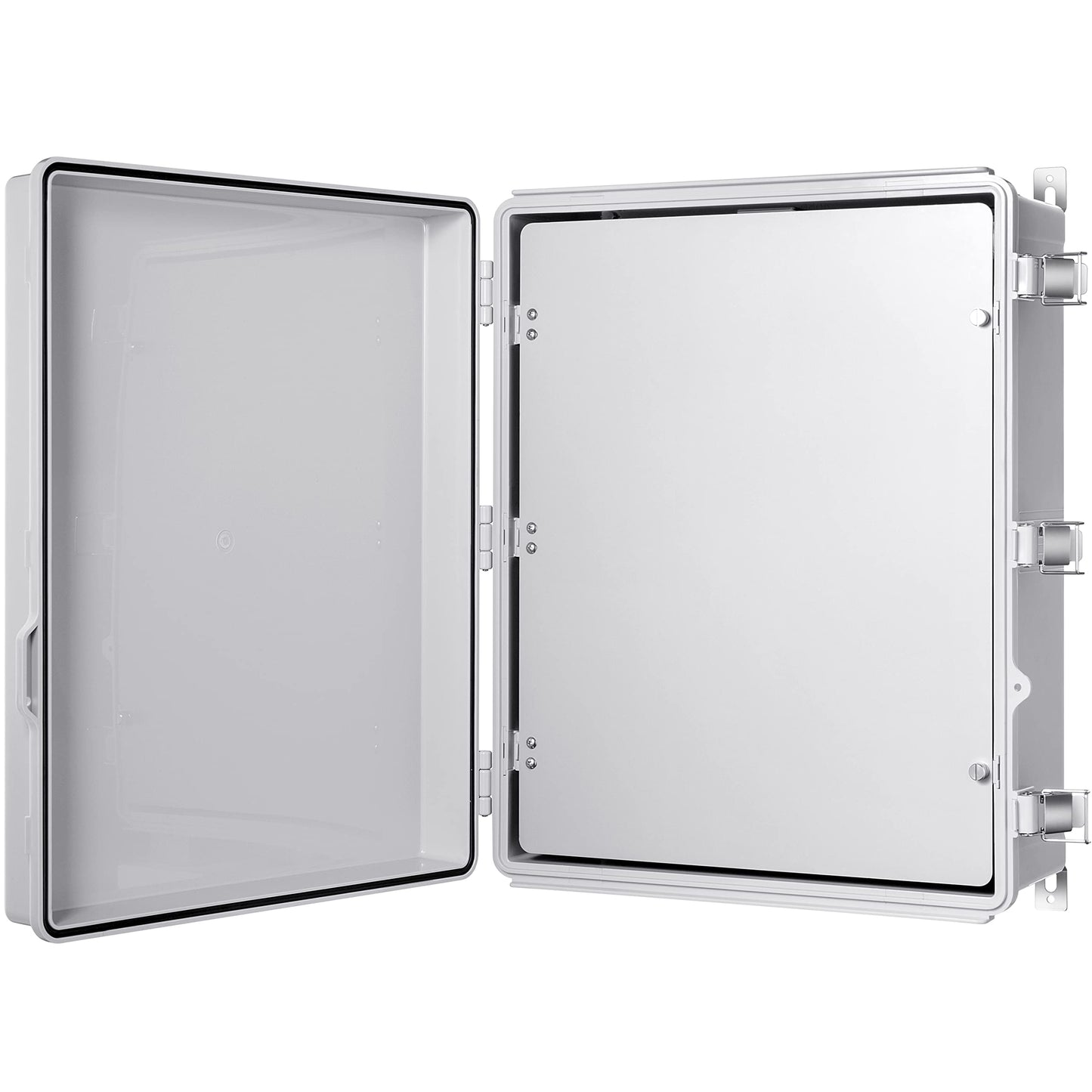 Gratury Junction Box, IP67 Waterproof Plastic Enclosure for Electrical Project, Hinged Grey Cover, Includes Mounting Plate and Wall Bracket (Grey Cover with Inner Door, 20"×16.1"×7.9")