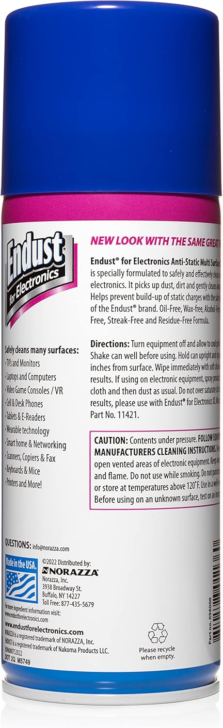 Endust Ammonia 10 oz. (096010) for Electronics; Anti-Static Screen & Electronics Multi-Surface Cleaning Spray; Foaming