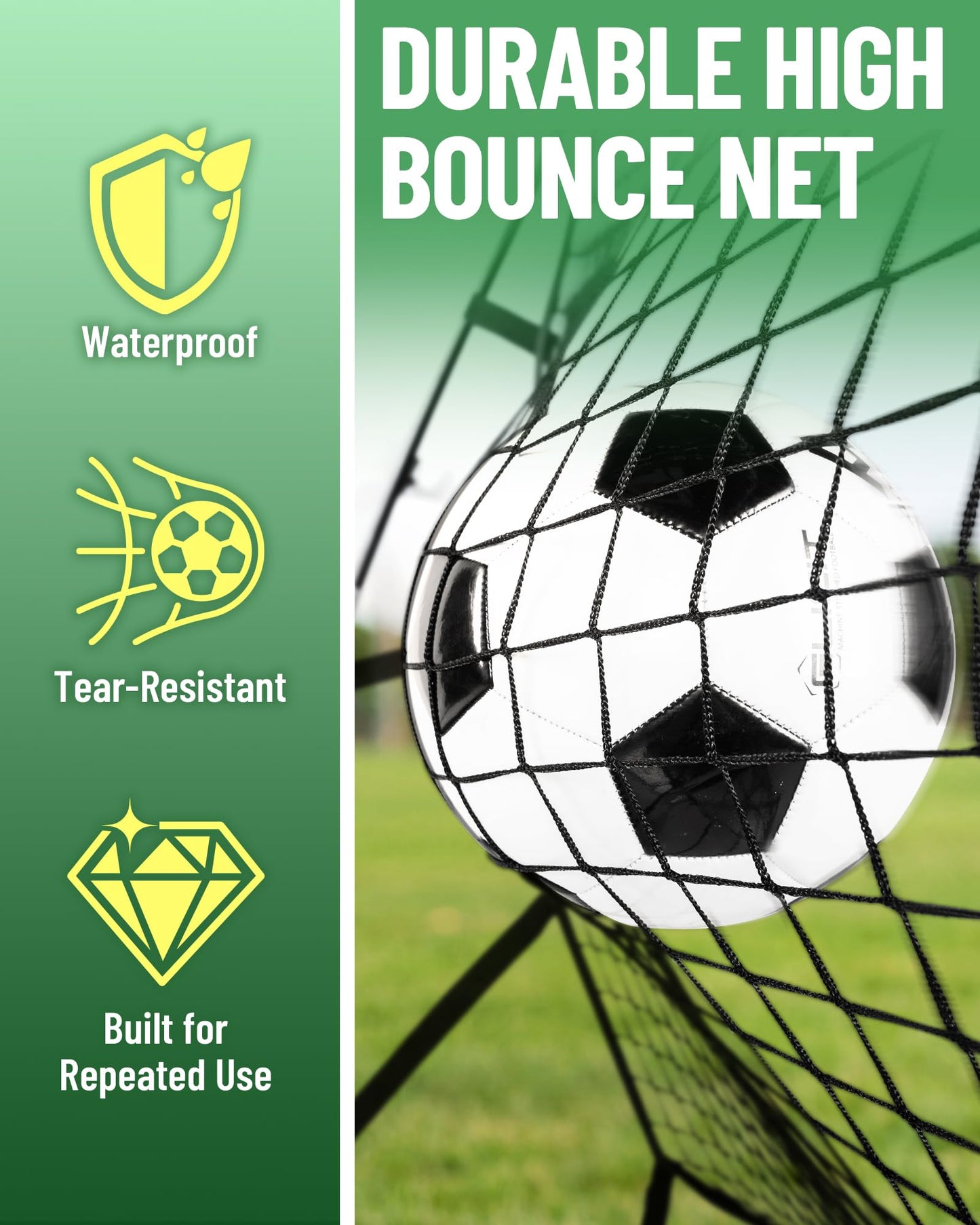 SPOYNAL 2-in-1 Soccer Rebounder with Adjustable Dual-Sided Rebound Board, Soccer Rebounder Net for Passing, Volleys & Ground Drills, Soccer Training Rebound Net for Solo & Team Practice
