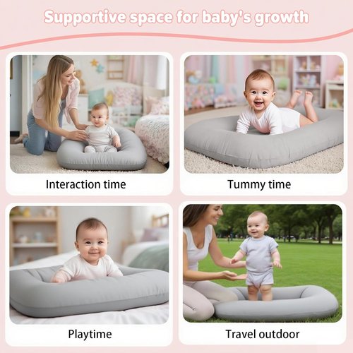 Baby Lounger - Bionic Organic Infant Lounger for Babies 0-24 Months | Soft Cotton & Breathable (Grey)