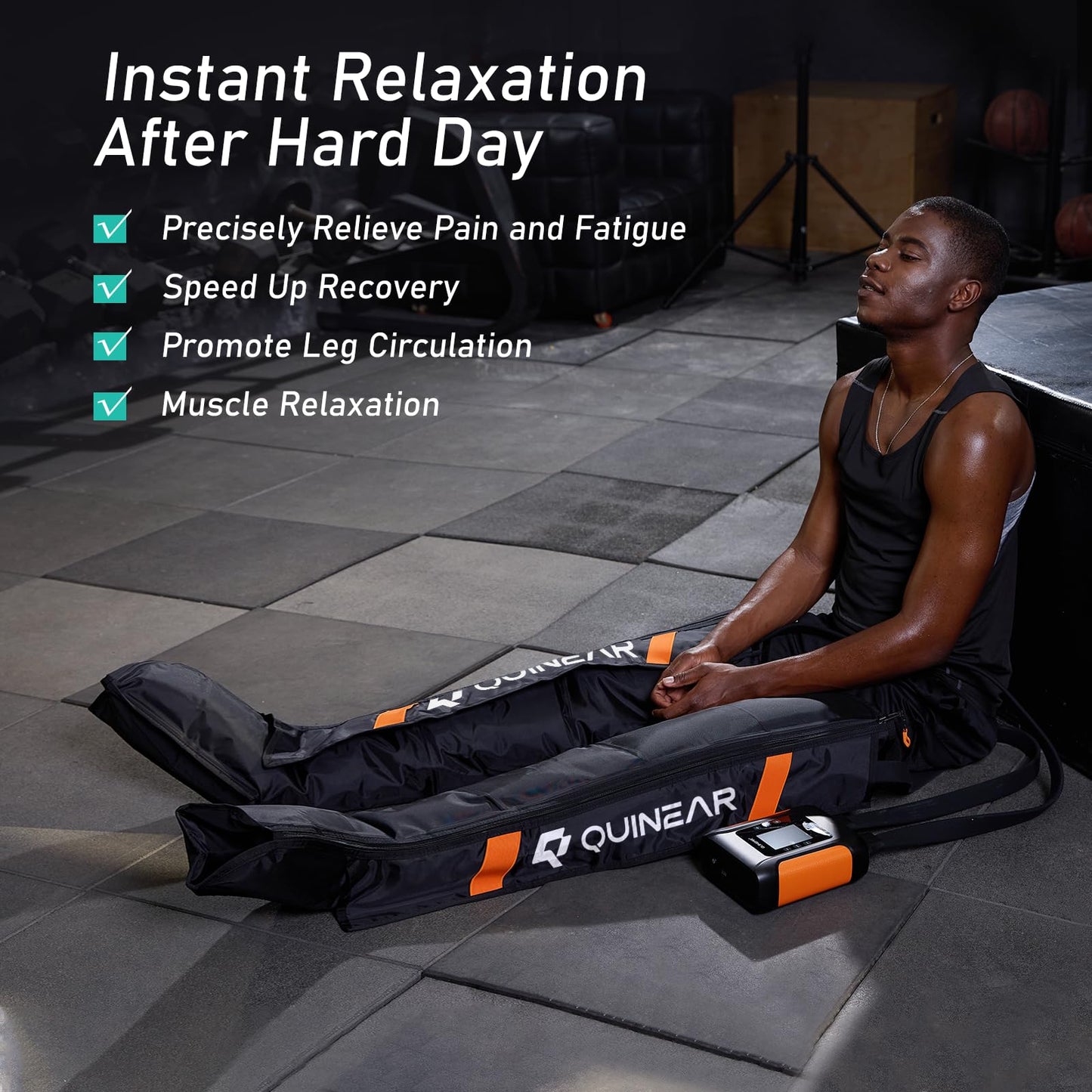 QUINEAR Professional Leg Recovery System, Cordless Air Compression Boots with Sequential Compression, Leg and Foot Massager, Fast Recovery Therapy for Athletes, FSA-HSA Eligible (Large)