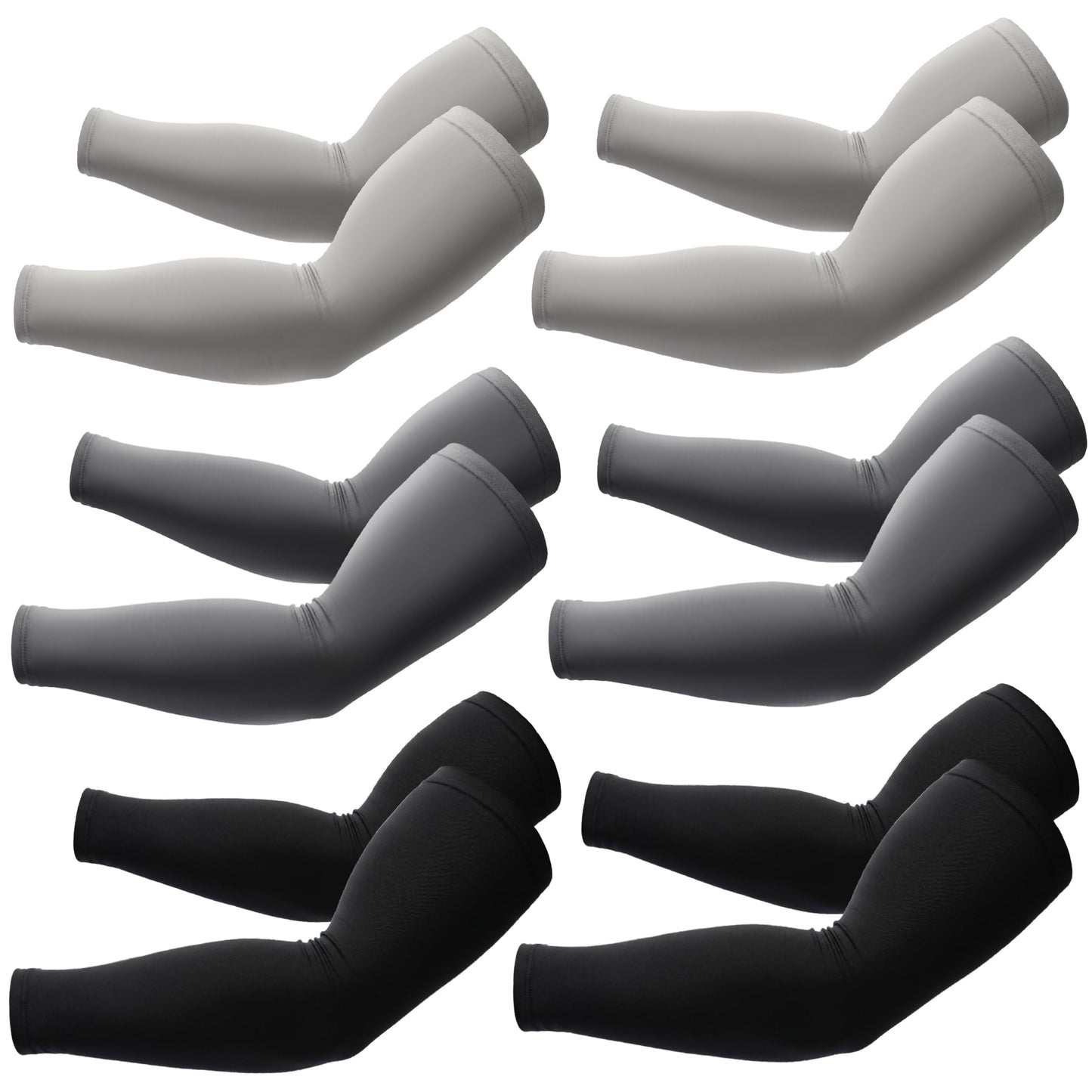 BHYTAKI 6 Pairs Arm Sleeves, Compression Arm Sleeves for Men Women,UPF50 UV Sun Protection Cooling Sleeves for Work Sport Tattoo Cover Up