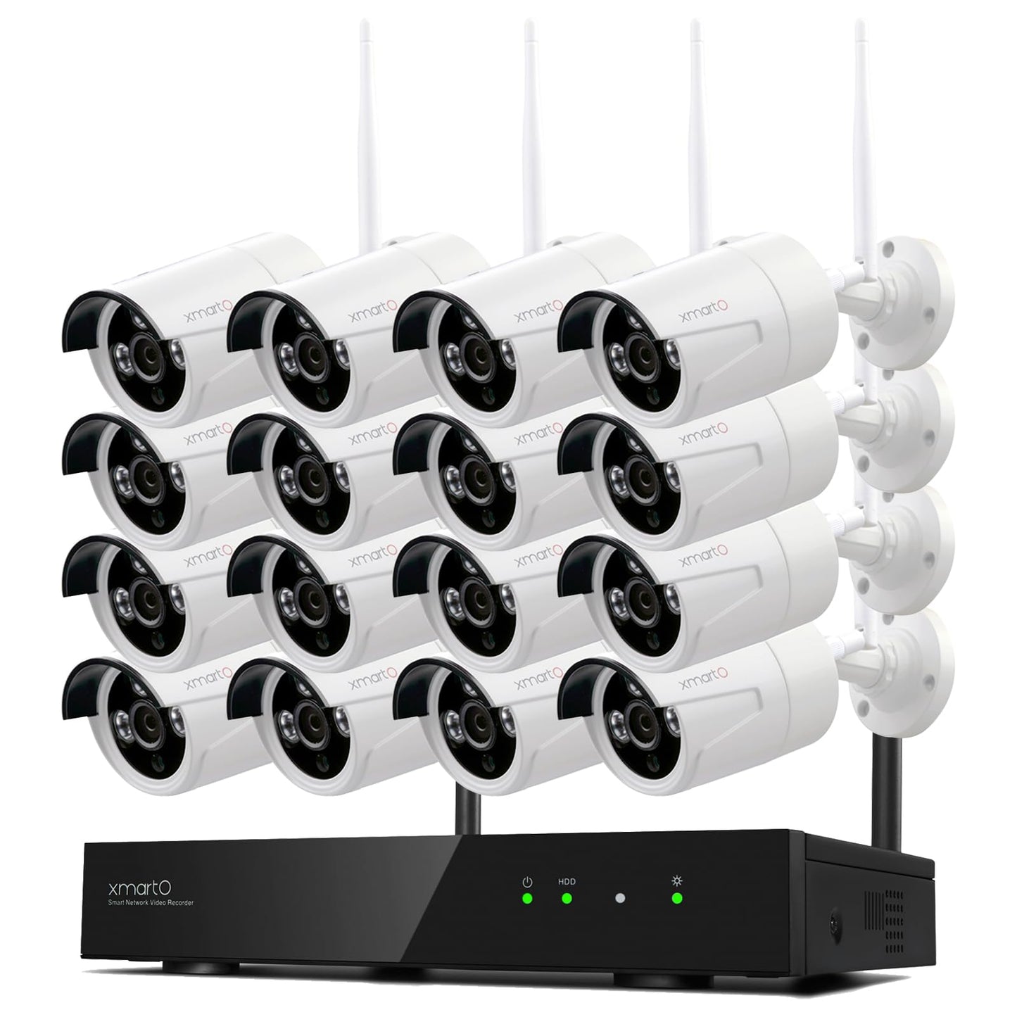 XMARTO Wireless Security Camera System 16CH Wi-Fi 6 16PC 2K Wireless Security IP Camera System(Built-in Router, Plug N Play, Mobile View, Night Vision, Built-in Audio Mic)