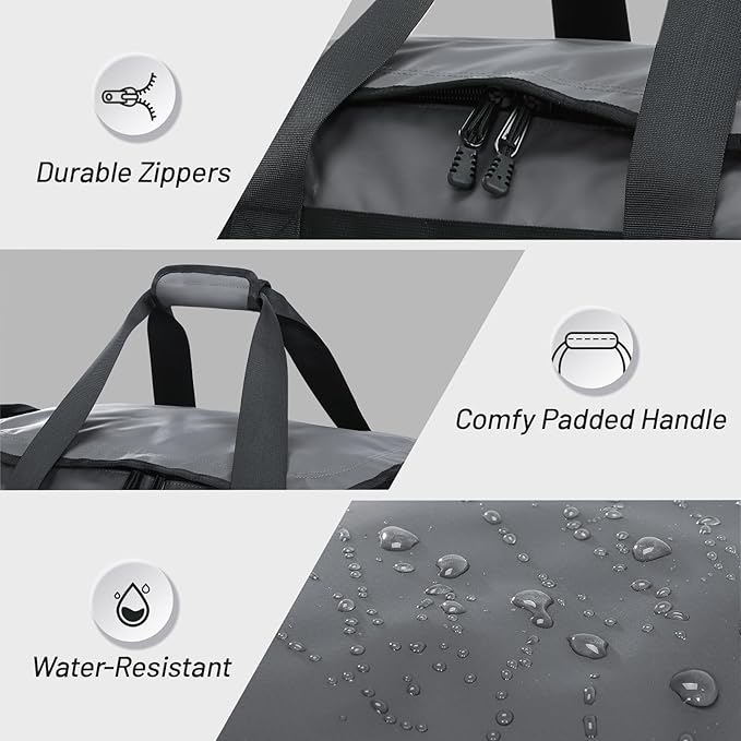 MIER Gym Bag for Men Large Duffel Backpack with Shoe Compartment, 60L Convertible Duffle Bags Weekender Overnight Bag for Gym Sports Travel, Gray