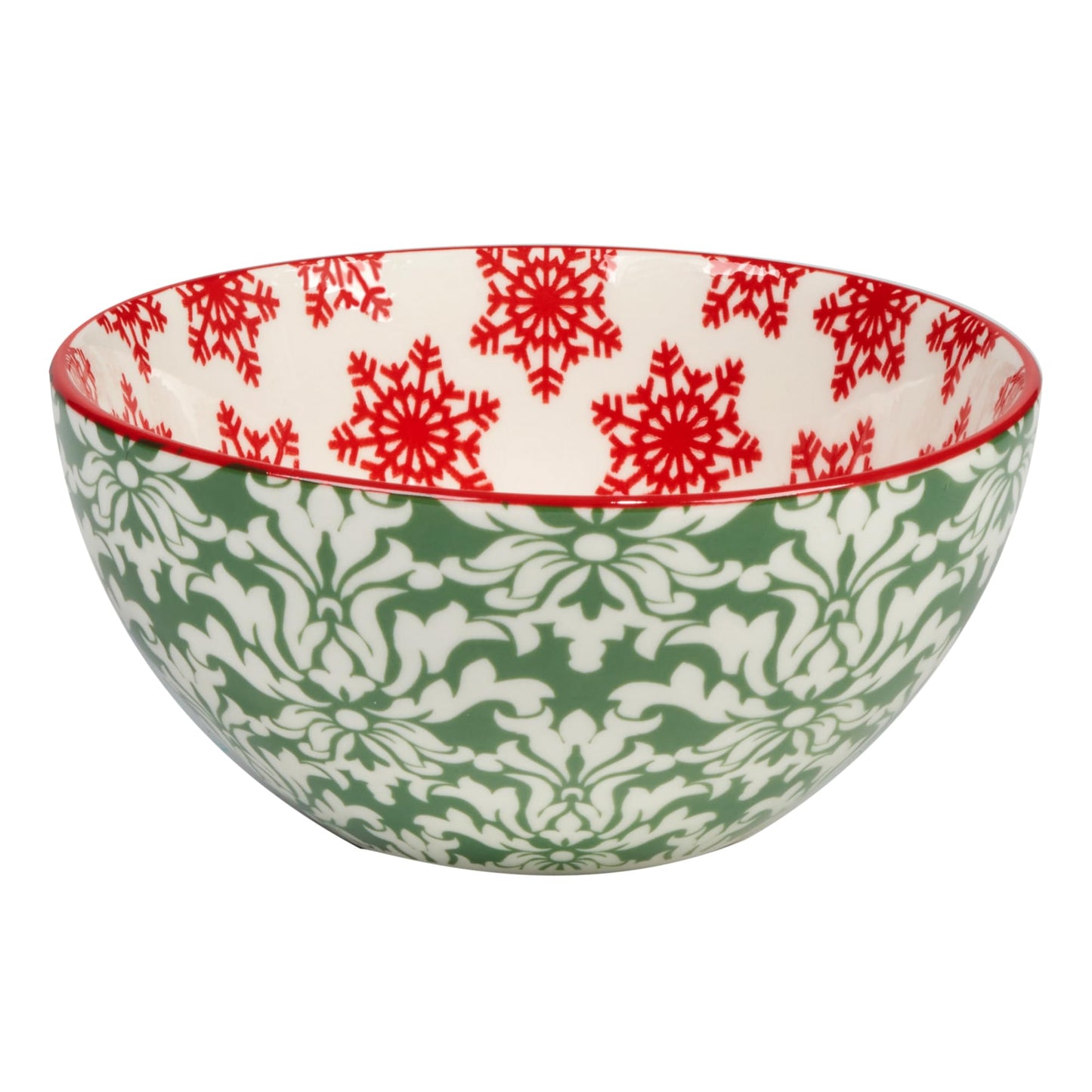 Winter Medley 13 oz All Purpose Bowls – Set of 6 Porcelain Holiday Serving Bowls for Ice Cream, Snacks, or Sides – Festive Assorted Designs for Christmas Entertaining